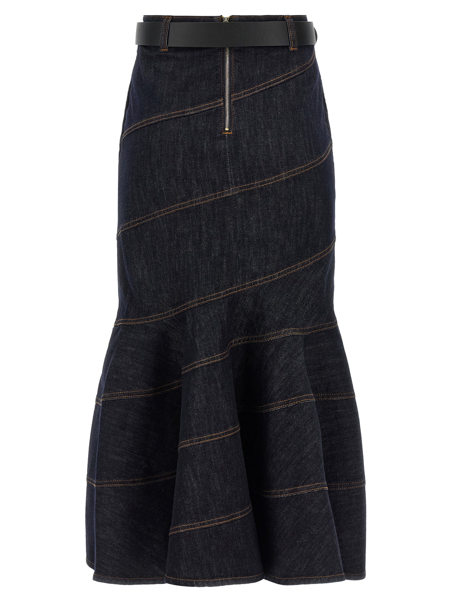 Self Portrait Women 'Indigo Denim Belted Midi' Skirt SELF-PORTRAIT