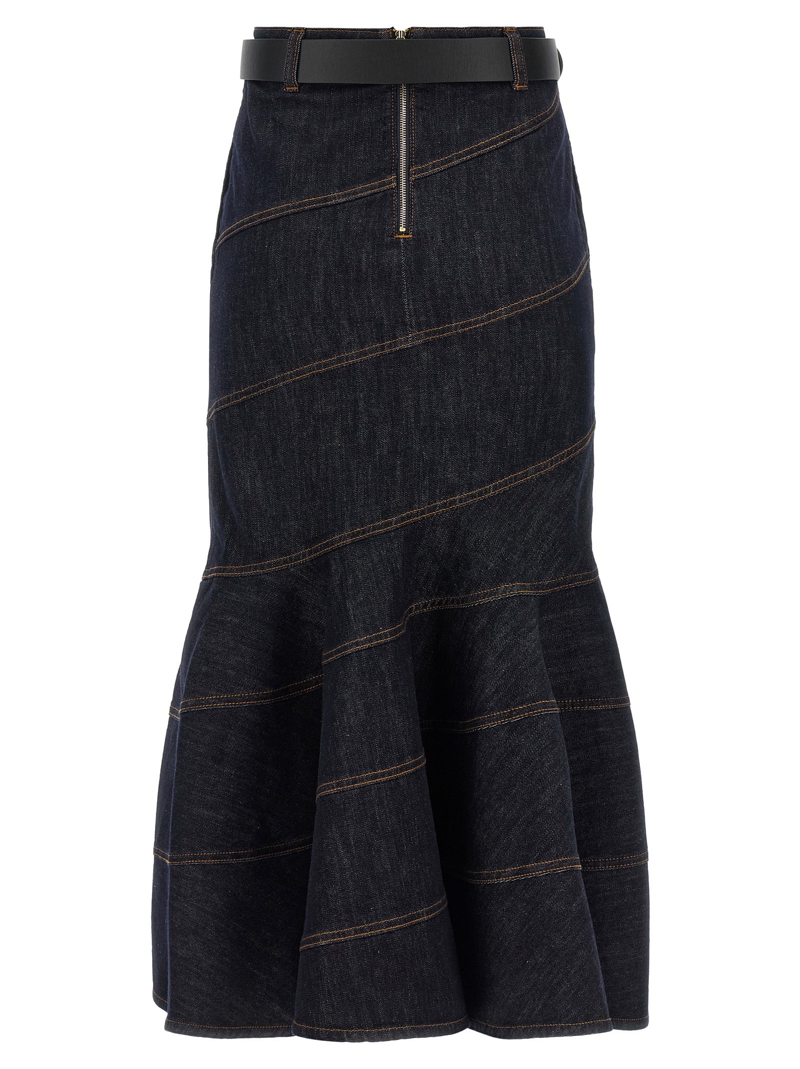 Self Portrait Women 'Indigo Denim Belted Midi' Skirt SELF-PORTRAIT
