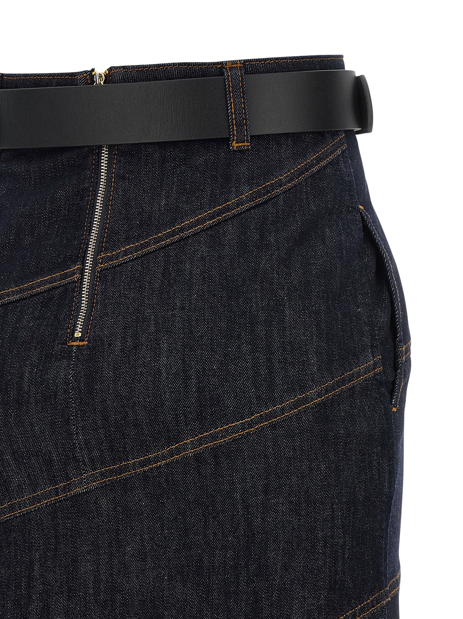 Self Portrait Women 'Indigo Denim Belted Midi' Skirt SELF-PORTRAIT