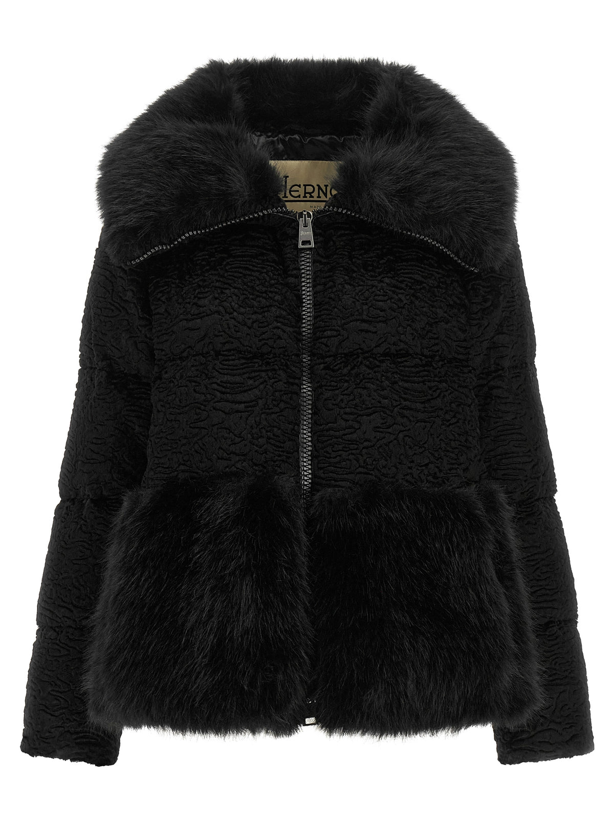 Herno Women Black Astrakhan Effect Jacket HERNO