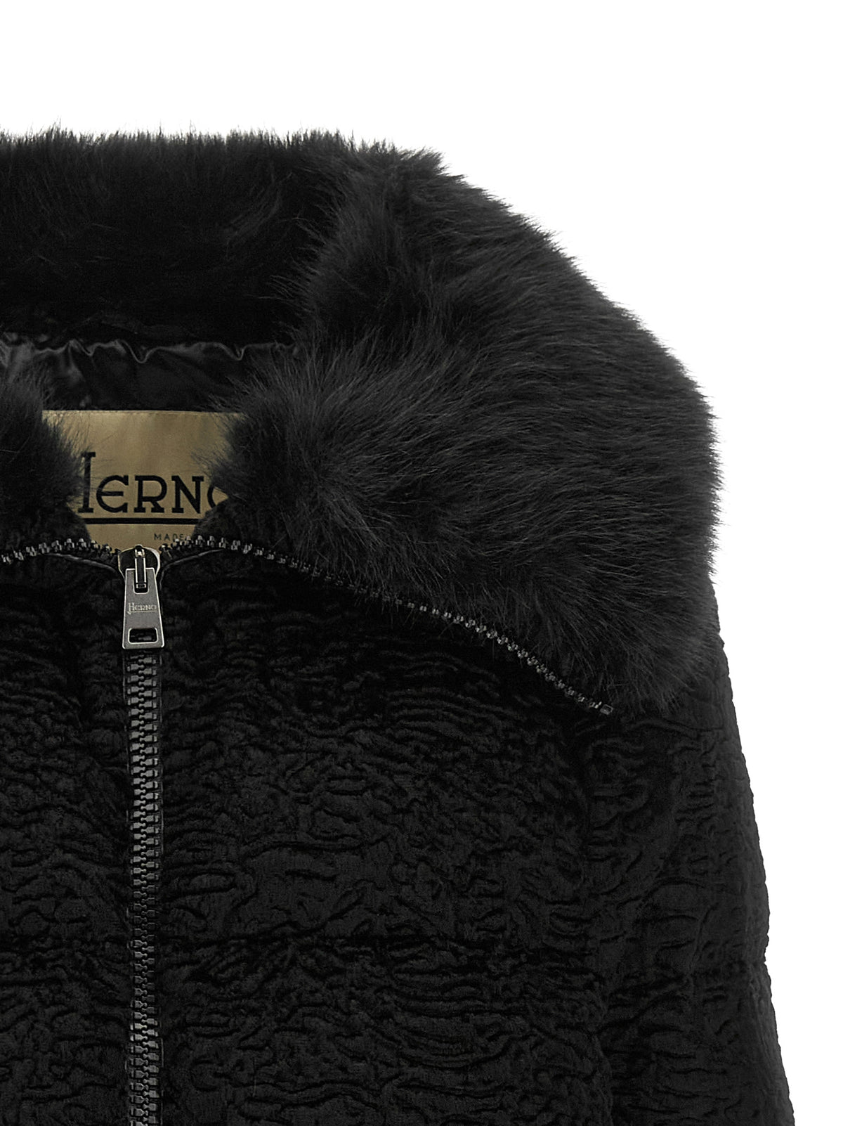 Herno Women Black Astrakhan Effect Jacket HERNO