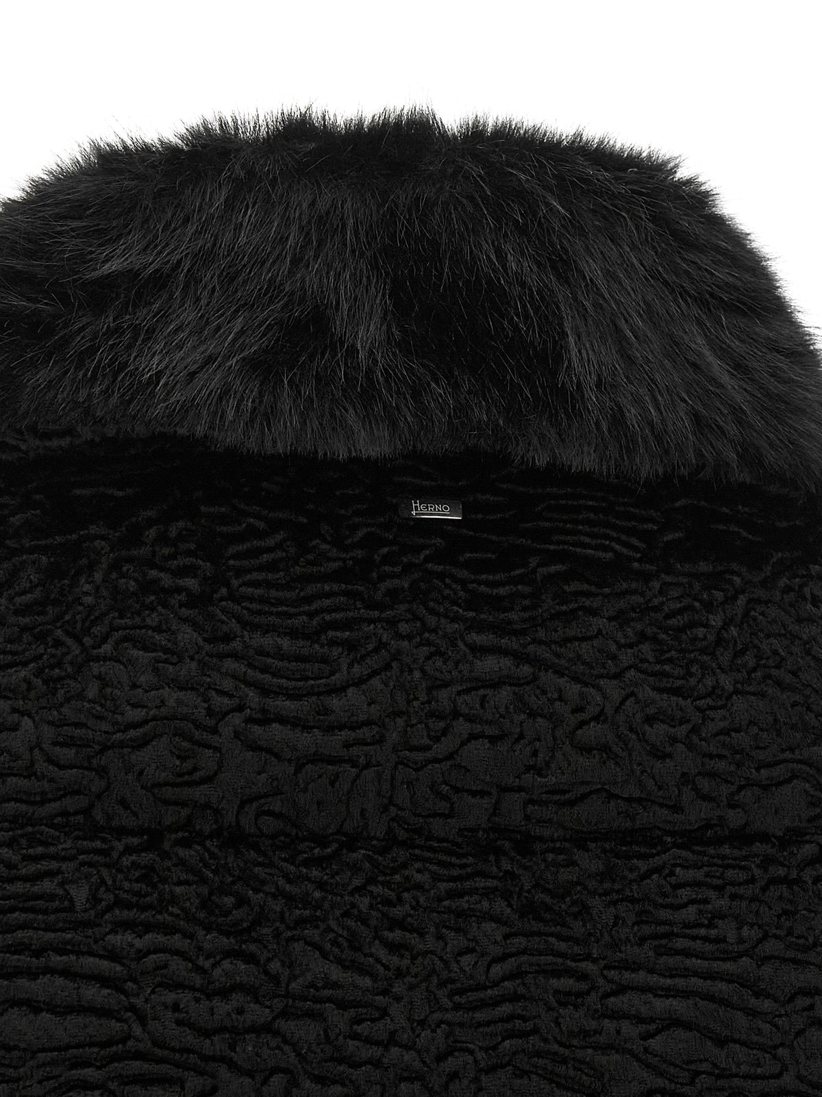 Herno Women Black Astrakhan Effect Jacket HERNO