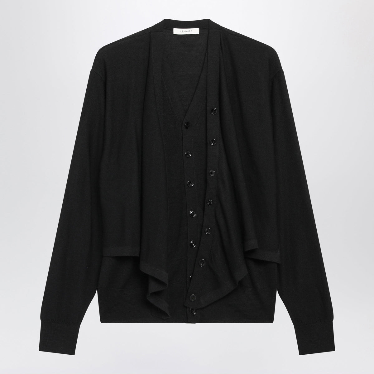 Lemaire Black Trompe L'oeil Cardigan In Wool Blend Women LEMAIRE