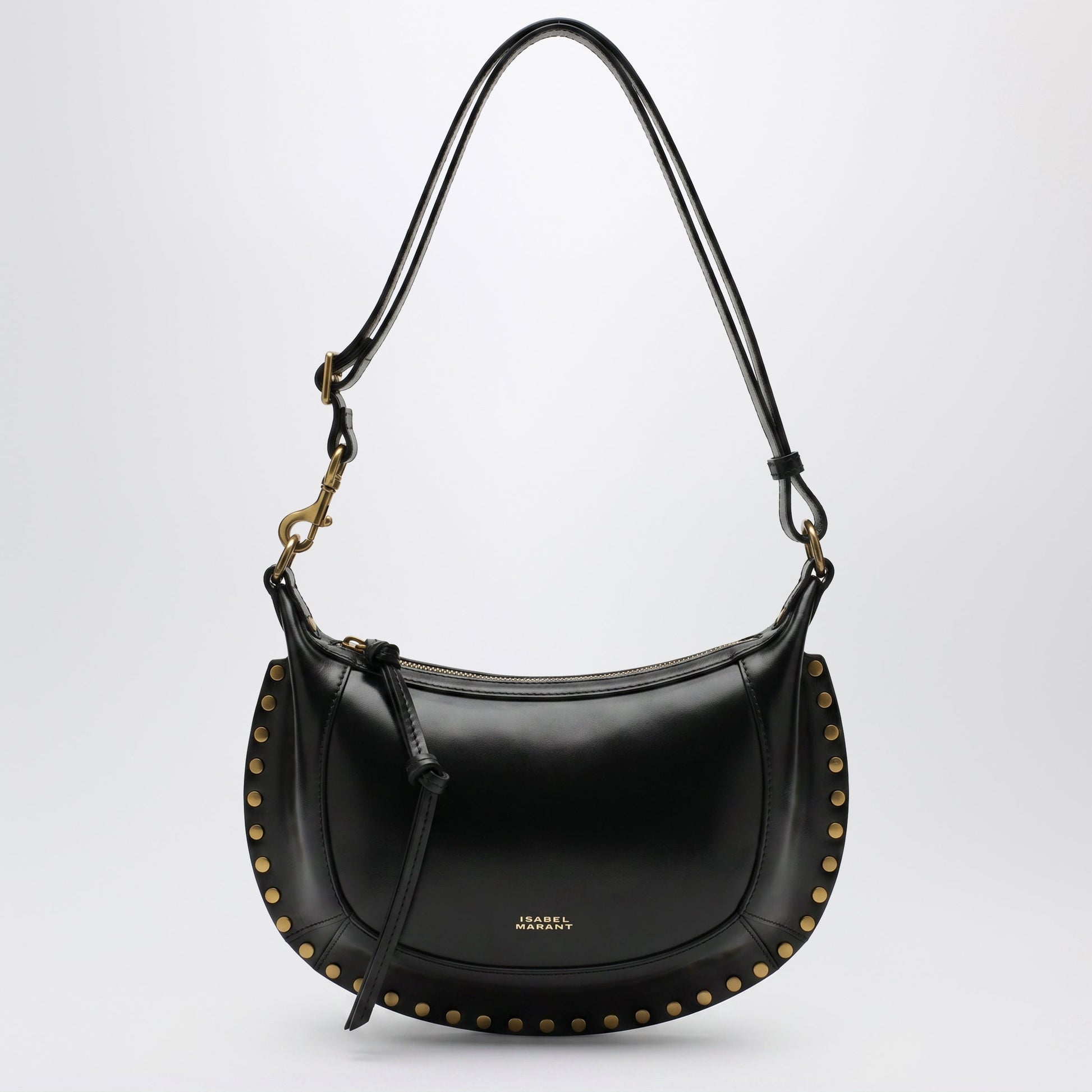 Isabel Marant Oskan Moon Studded Calfskin Leather Bag In Black Women ISABEL MARANT