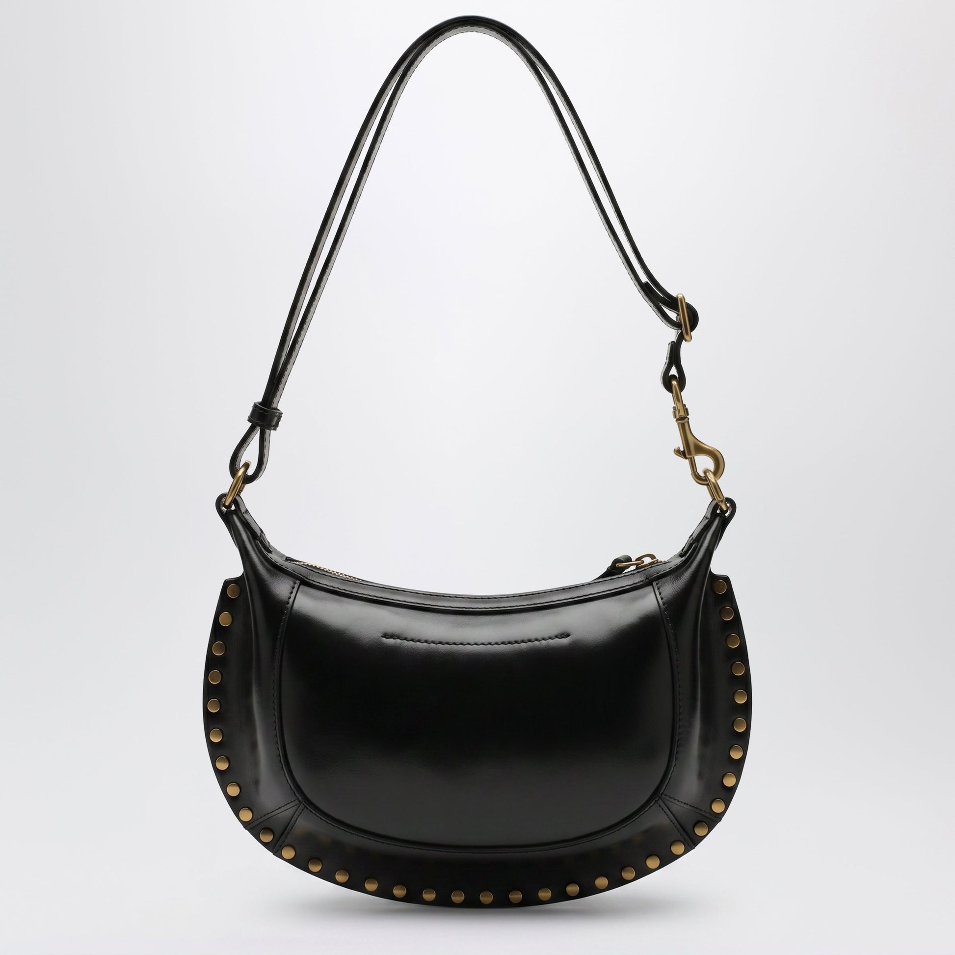 Isabel Marant Oskan Moon Studded Calfskin Leather Bag In Black Women ISABEL MARANT