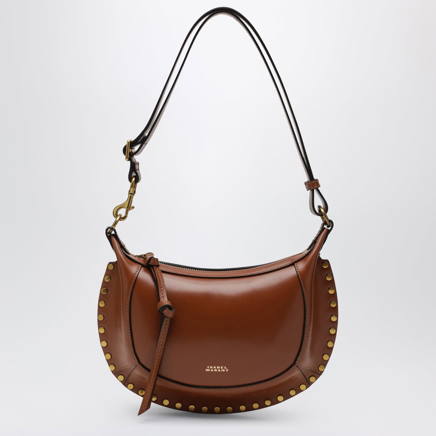 Isabel Marant Oskan Moon Shoulder Bag In Calfskin Leather Cognac Women ISABEL MARANT