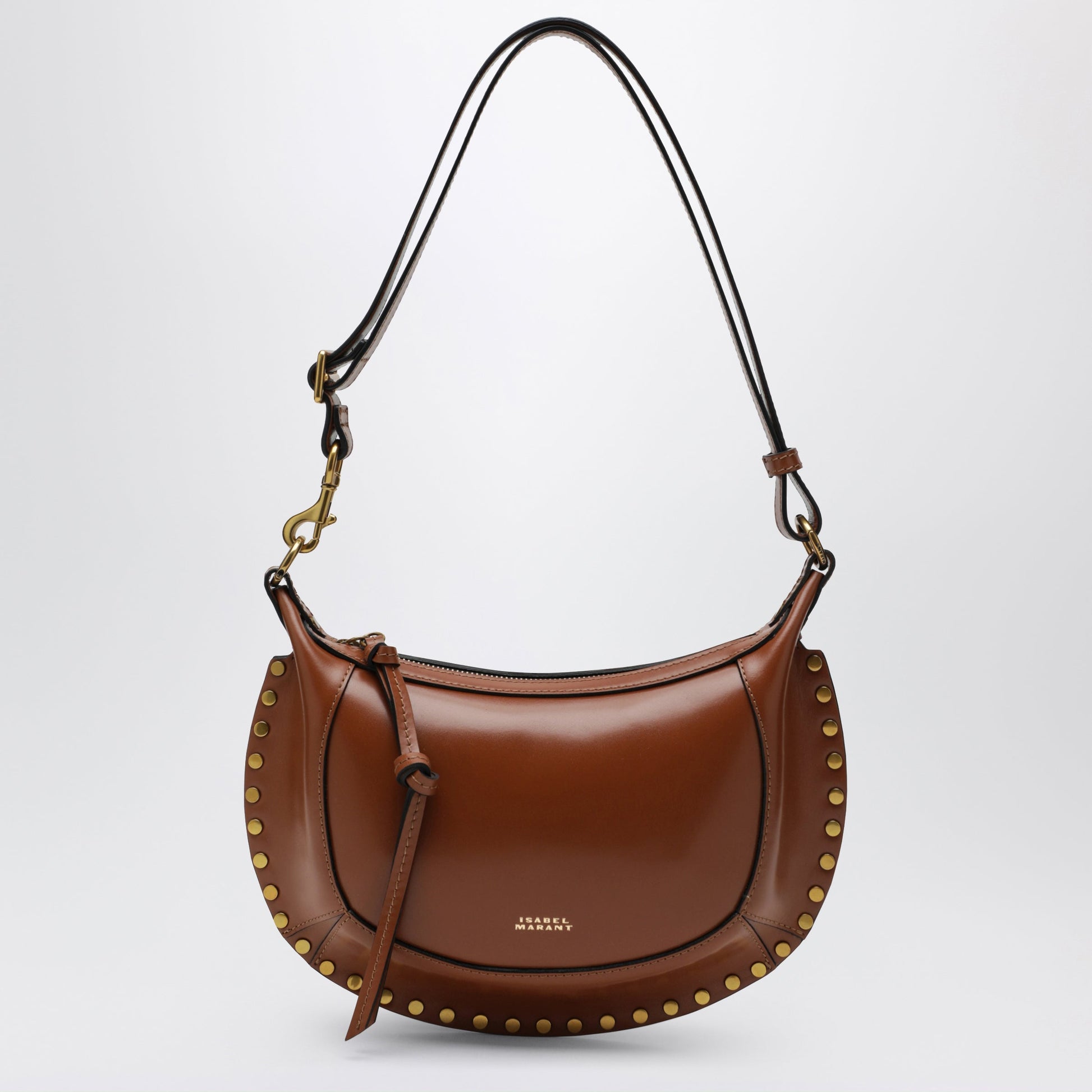 Isabel Marant Oskan Moon Shoulder Bag In Calfskin Leather Cognac Women ISABEL MARANT