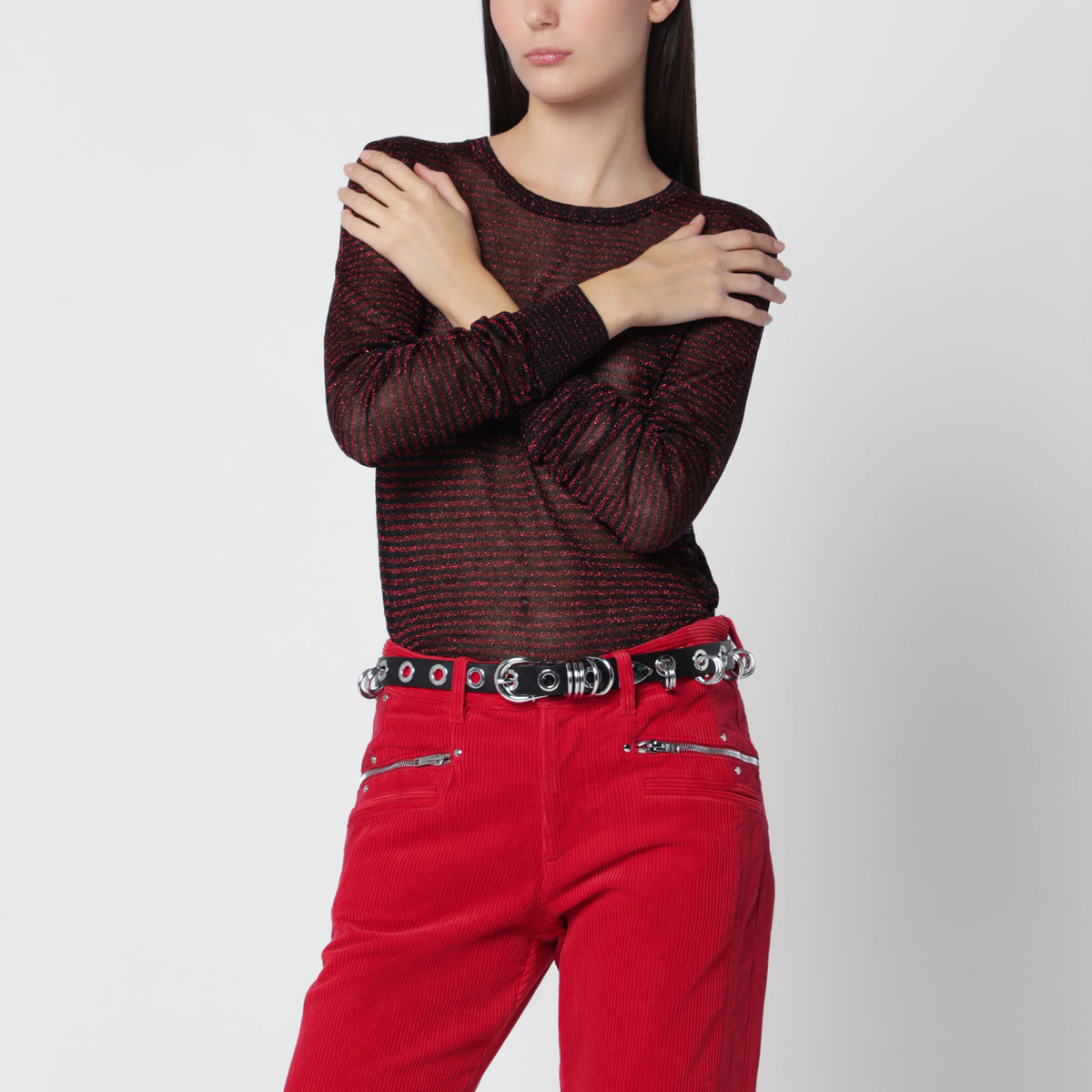 Isabel Marant Cenaya Black And Red Cupro Sweater Women ISABEL MARANT