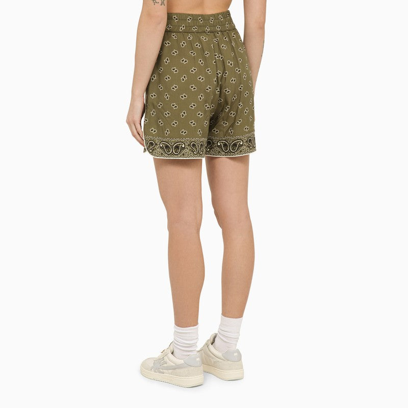 Palm Angels Boxer Shorts With Military Green Print Women