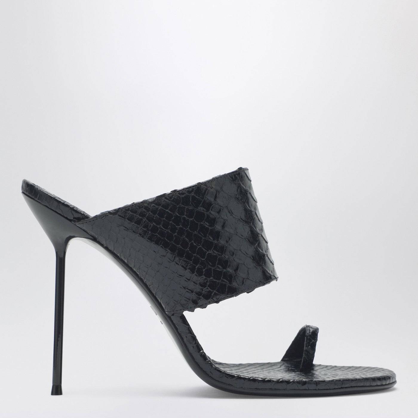Paris Texas Lidia Python-Effect Black Leather Thong Mule Women PARIS TEXAS