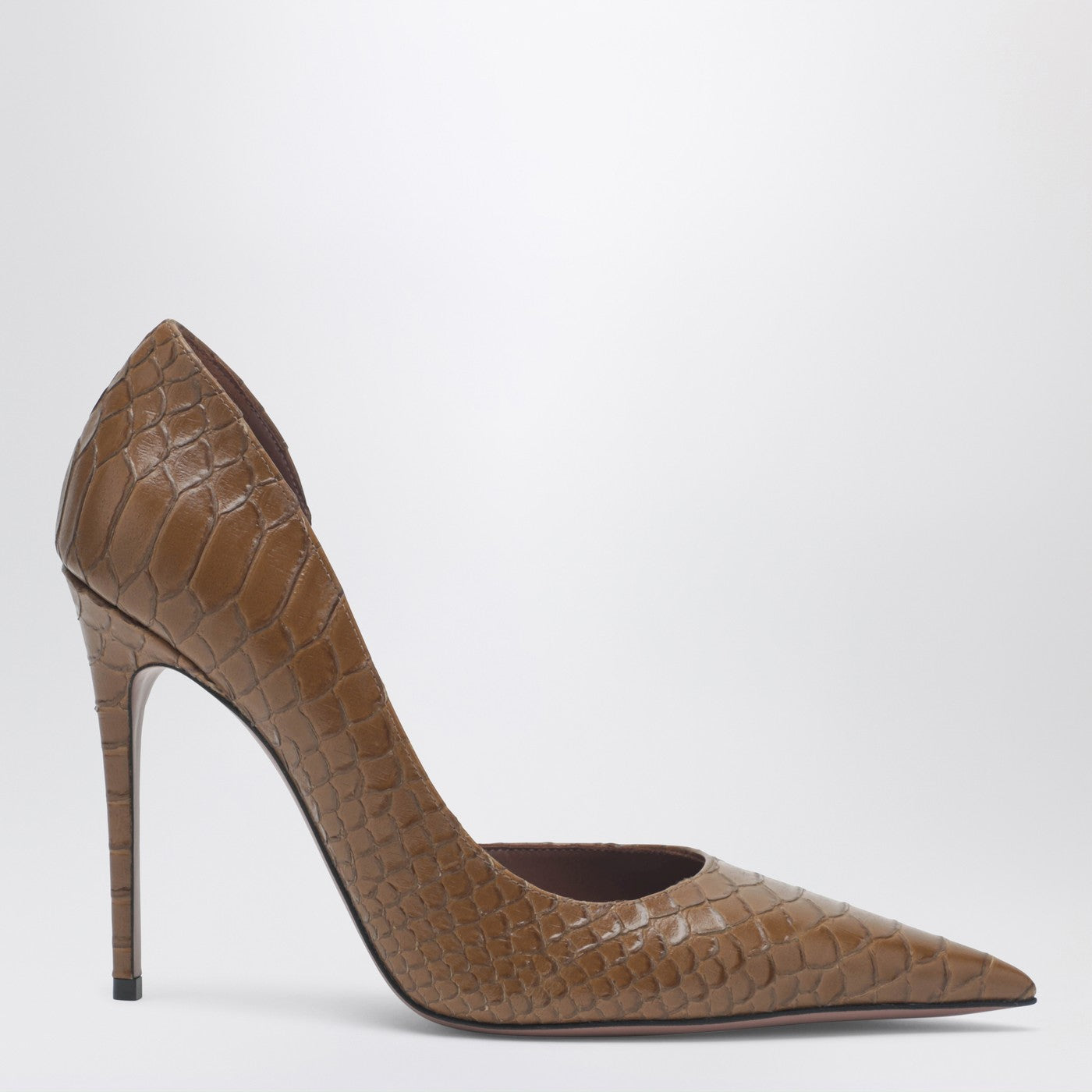 Paris Texas Vera 105 Coffee-Colored Leather Pumps With Python-Effect Women PARIS TEXAS