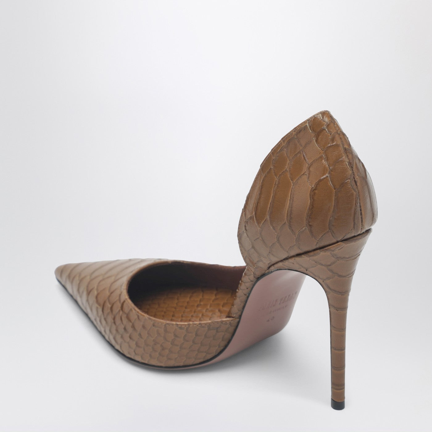 Paris Texas Vera 105 Coffee-Colored Leather Pumps With Python-Effect Women PARIS TEXAS