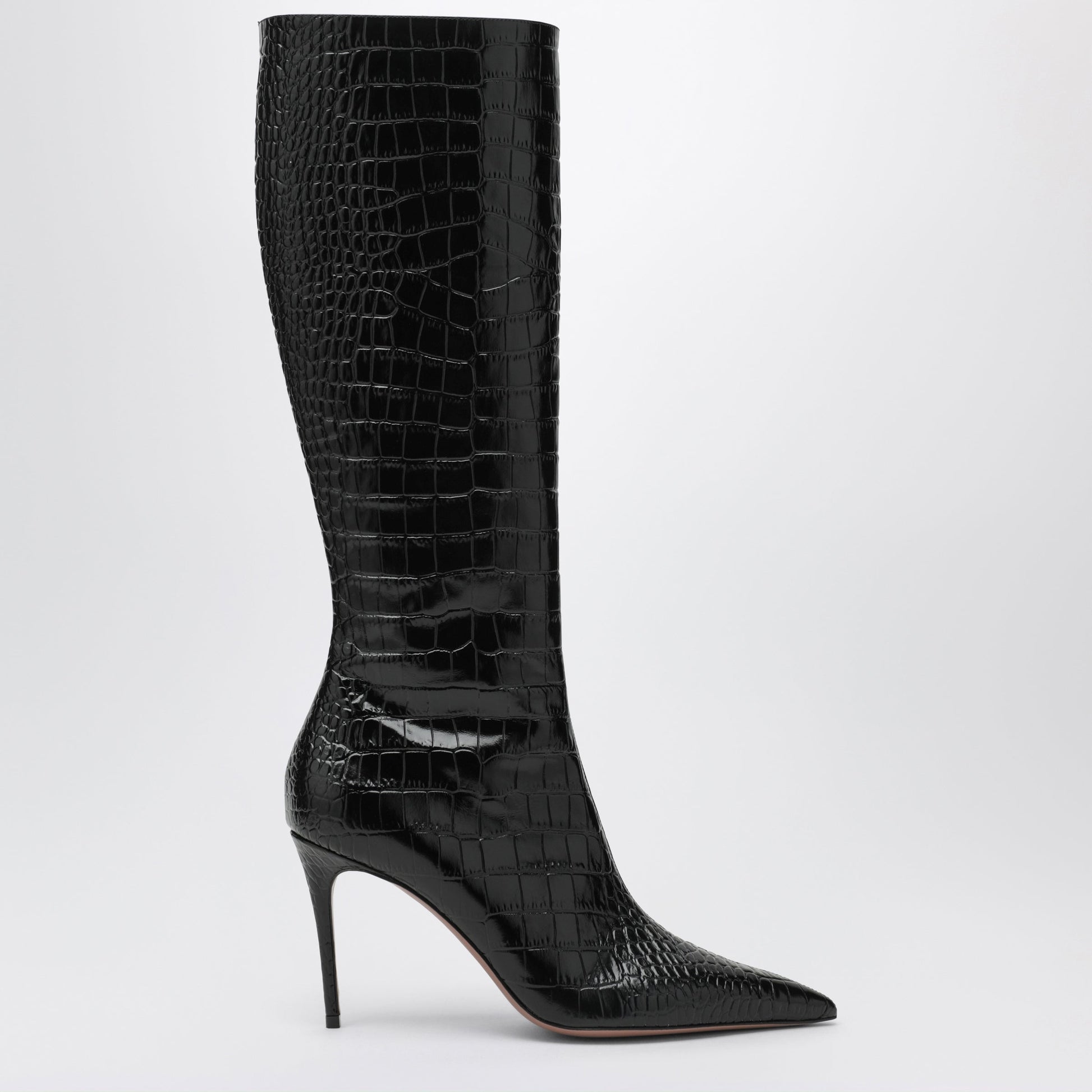 Paris Texas Vera 85 Charcoal Crocodile-Effect Leather Boots Women PARIS TEXAS