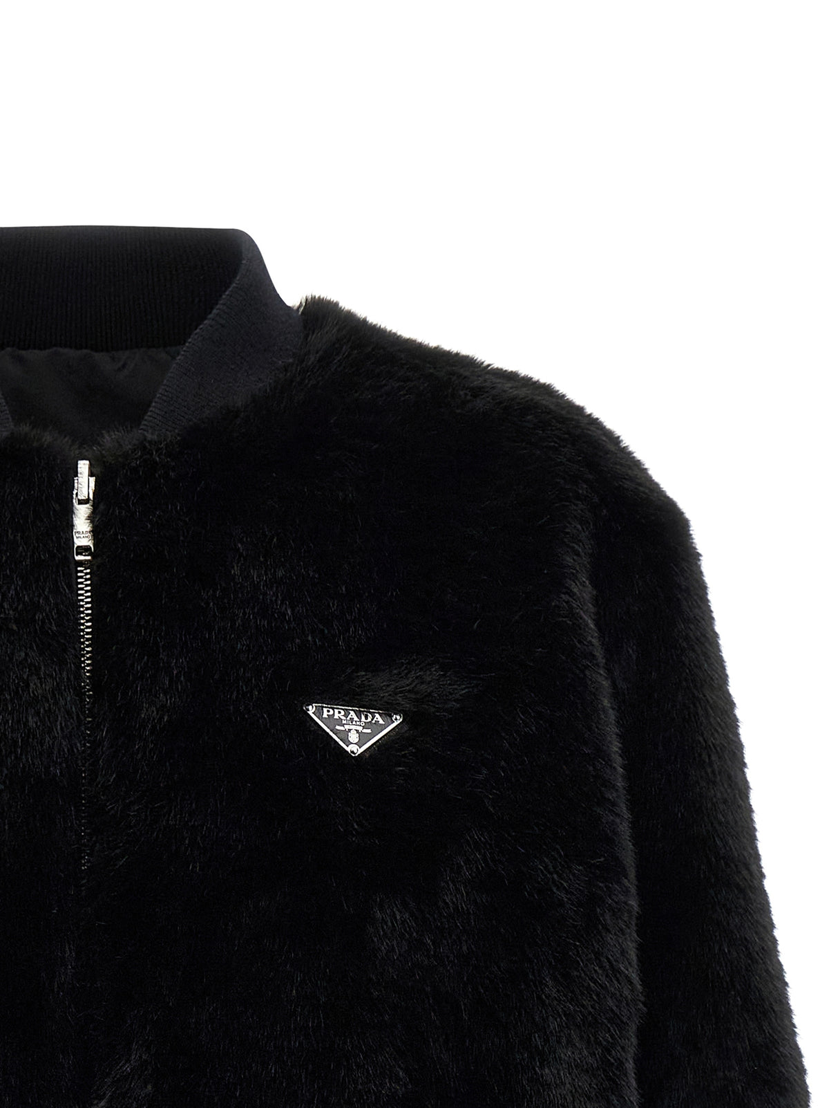Prada Women Eco-Fur And Re-Nylon Reversible Bomber Jacket PRADA