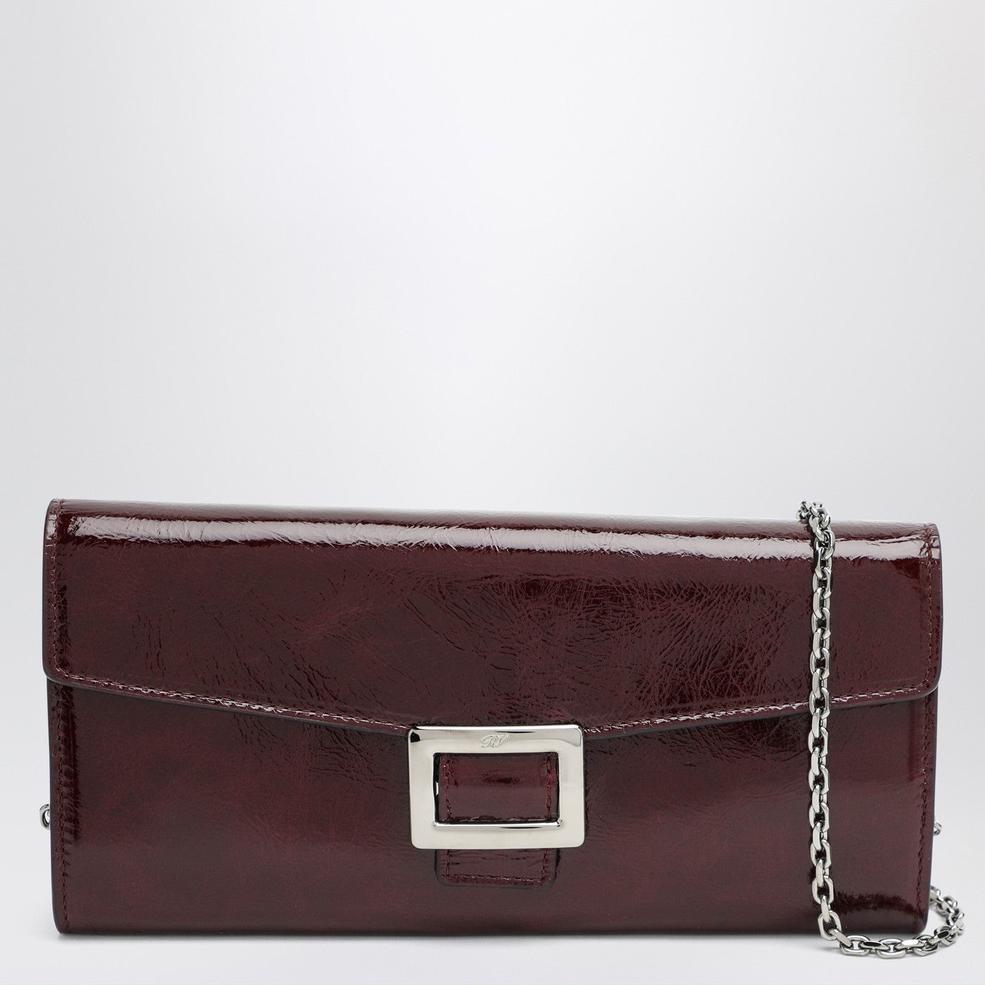 Roger Vivier Belle Vivier Dark Violet Patent Leather Wallet With Chain Women ROGER VIVIER