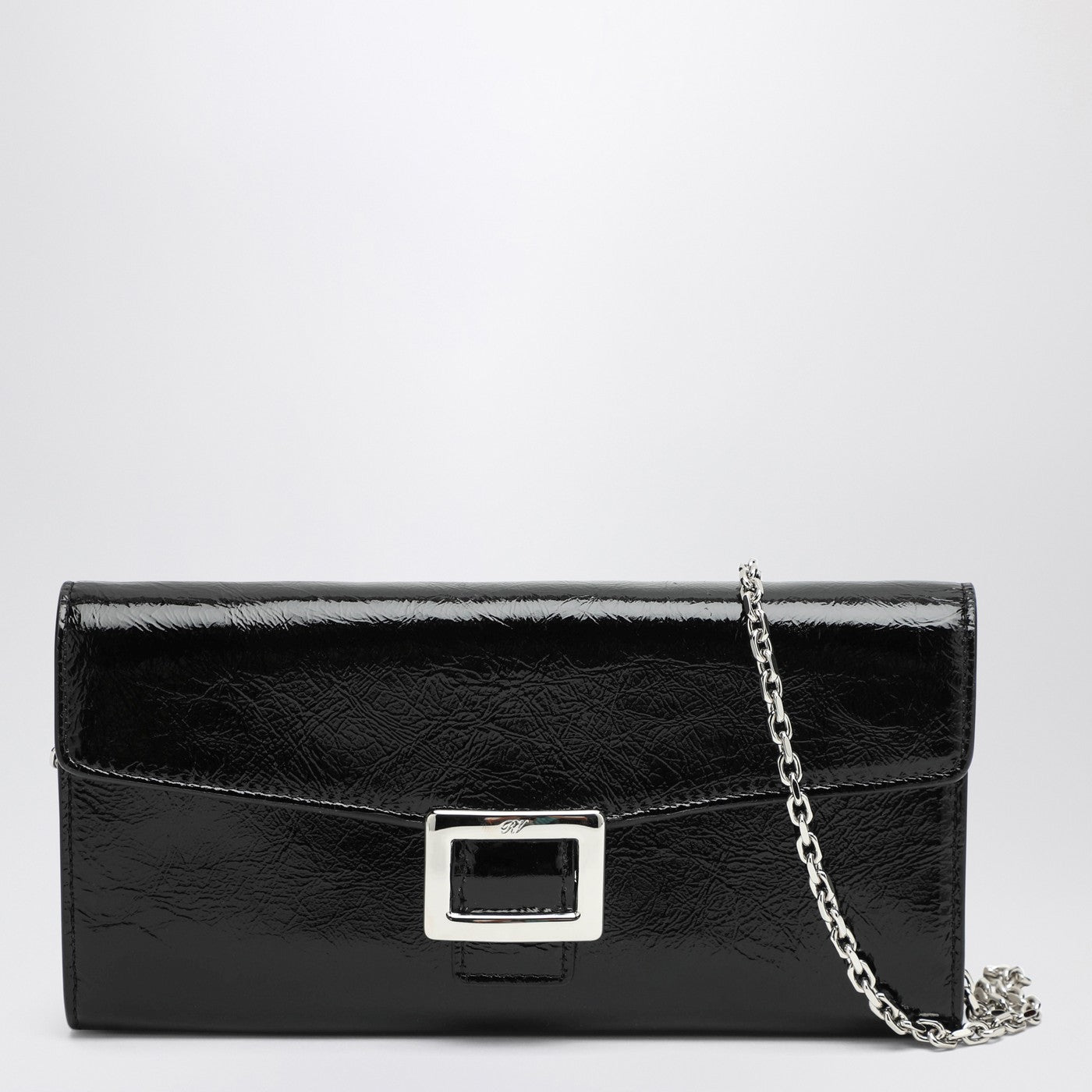 Roger Vivier Belle Vivier Black Patent Leather Wallet With Chain Women ROGER VIVIER