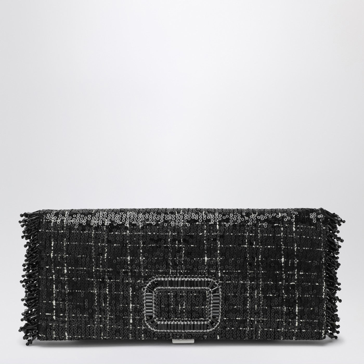 Roger Vivier Black Pilgrim Clutch Bag With Micro Sequins Women ROGER VIVIER