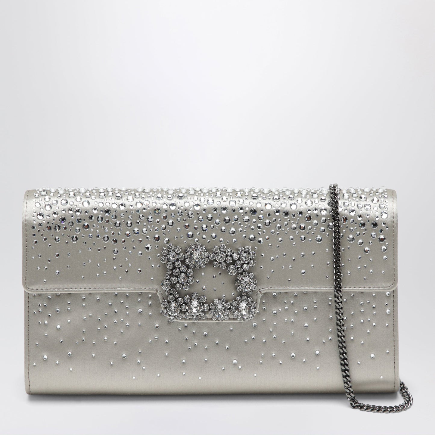 Roger Vivier Efflorescence Satin Clutch Bag Pearl Grey Women ROGER VIVIER