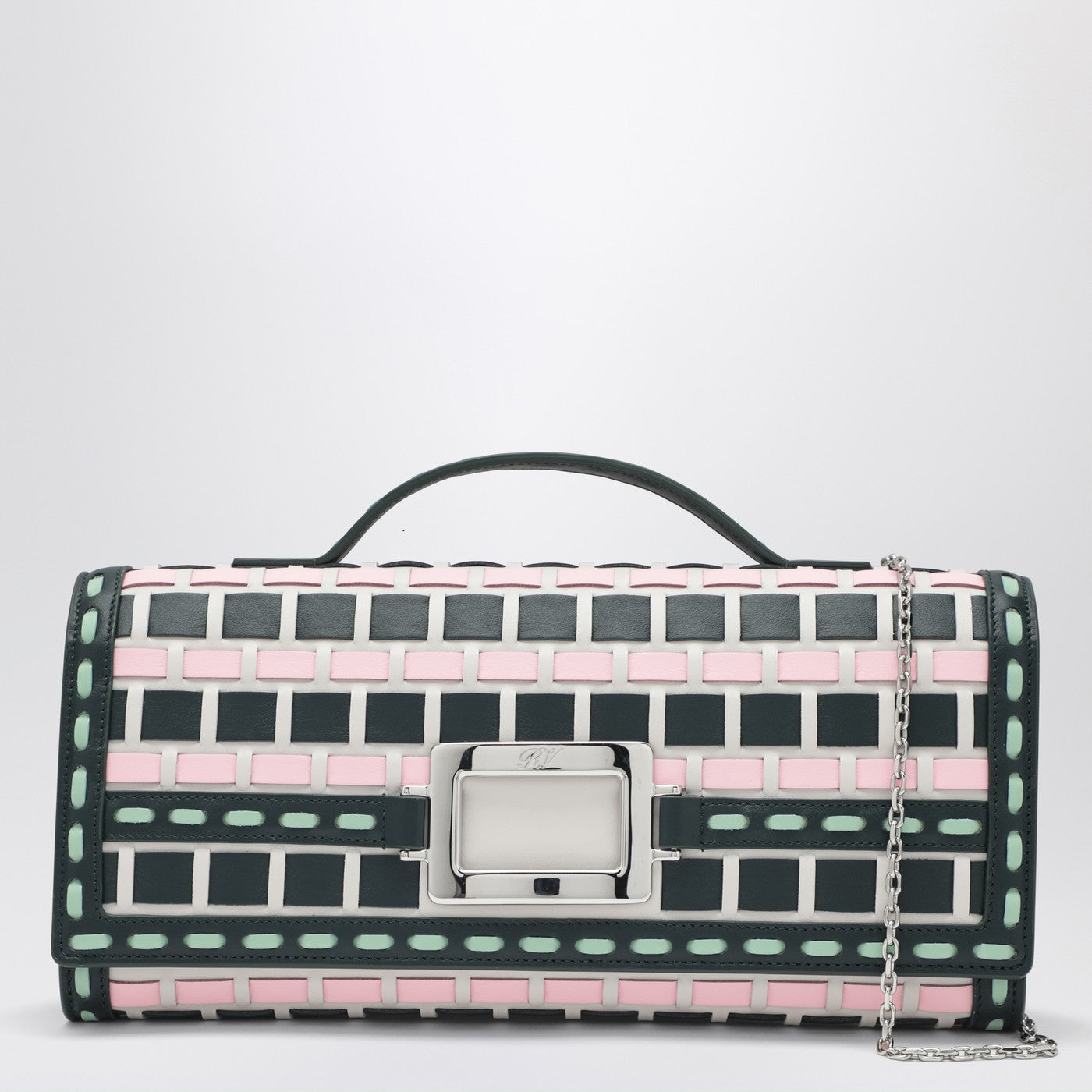 Roger Vivier Belle Vivier Ice/Pink/Navy Blue Clutch Bag Women ROGER VIVIER