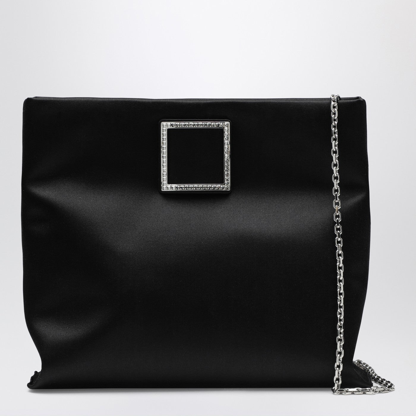 Roger Vivier Trompette Clutch In Black Satin Women ROGER VIVIER