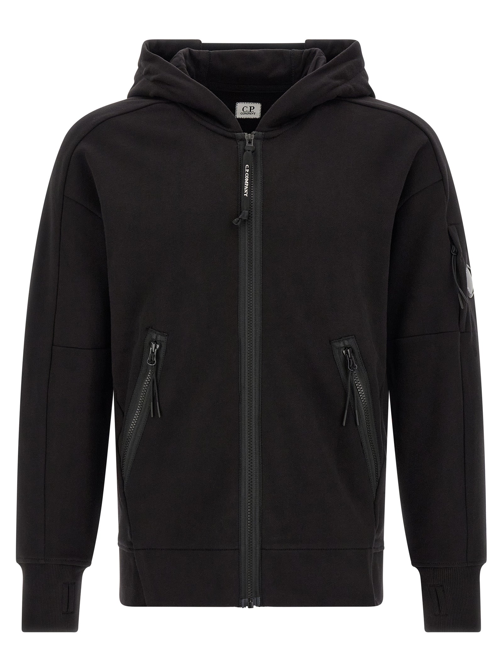 C.P. Company Men 'Diagonal Raised Fleece' Sweatshirt With Lens Detail C.P. COMPANY