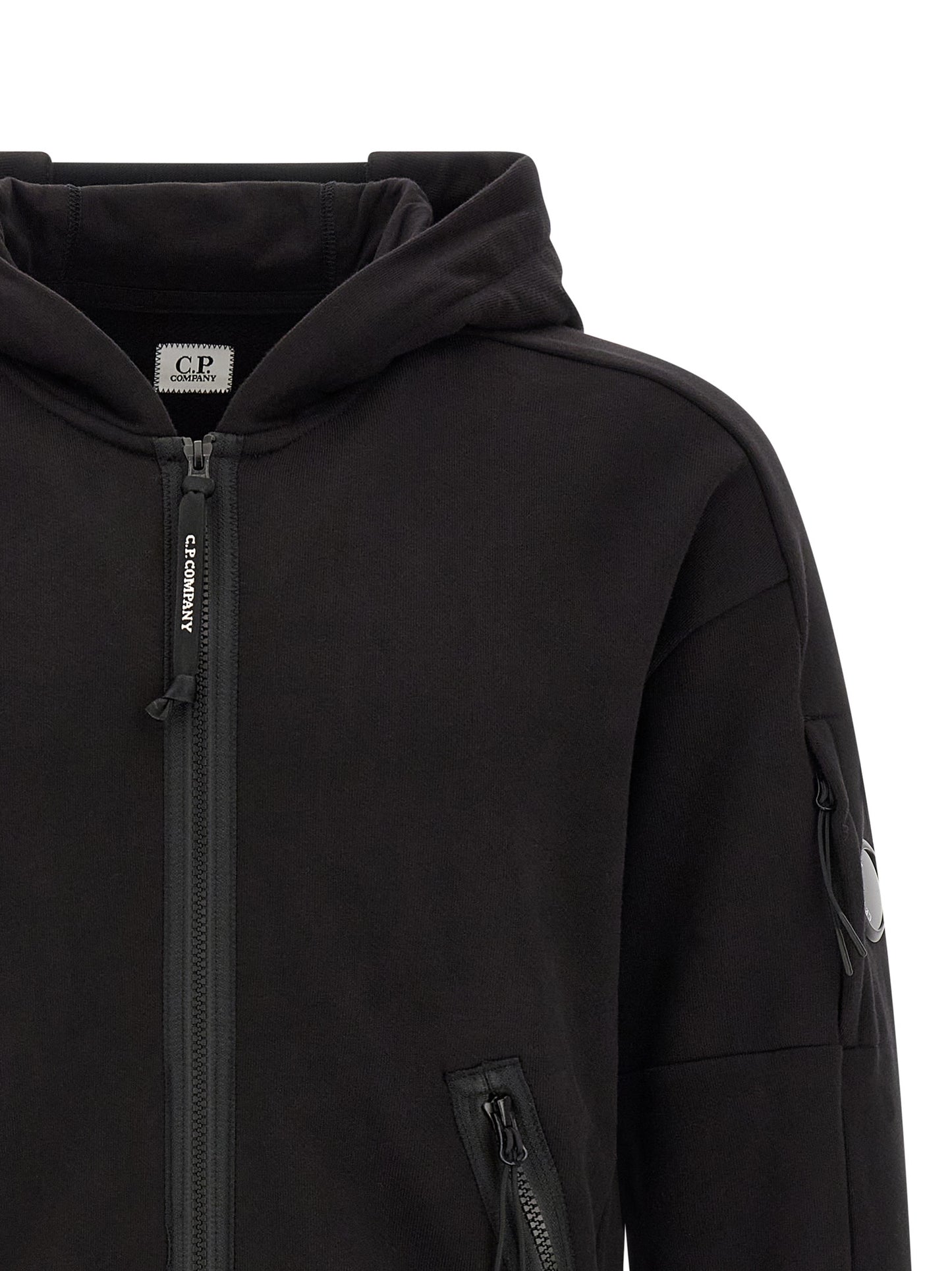 C.P. Company Men 'Diagonal Raised Fleece' Sweatshirt With Lens Detail C.P. COMPANY