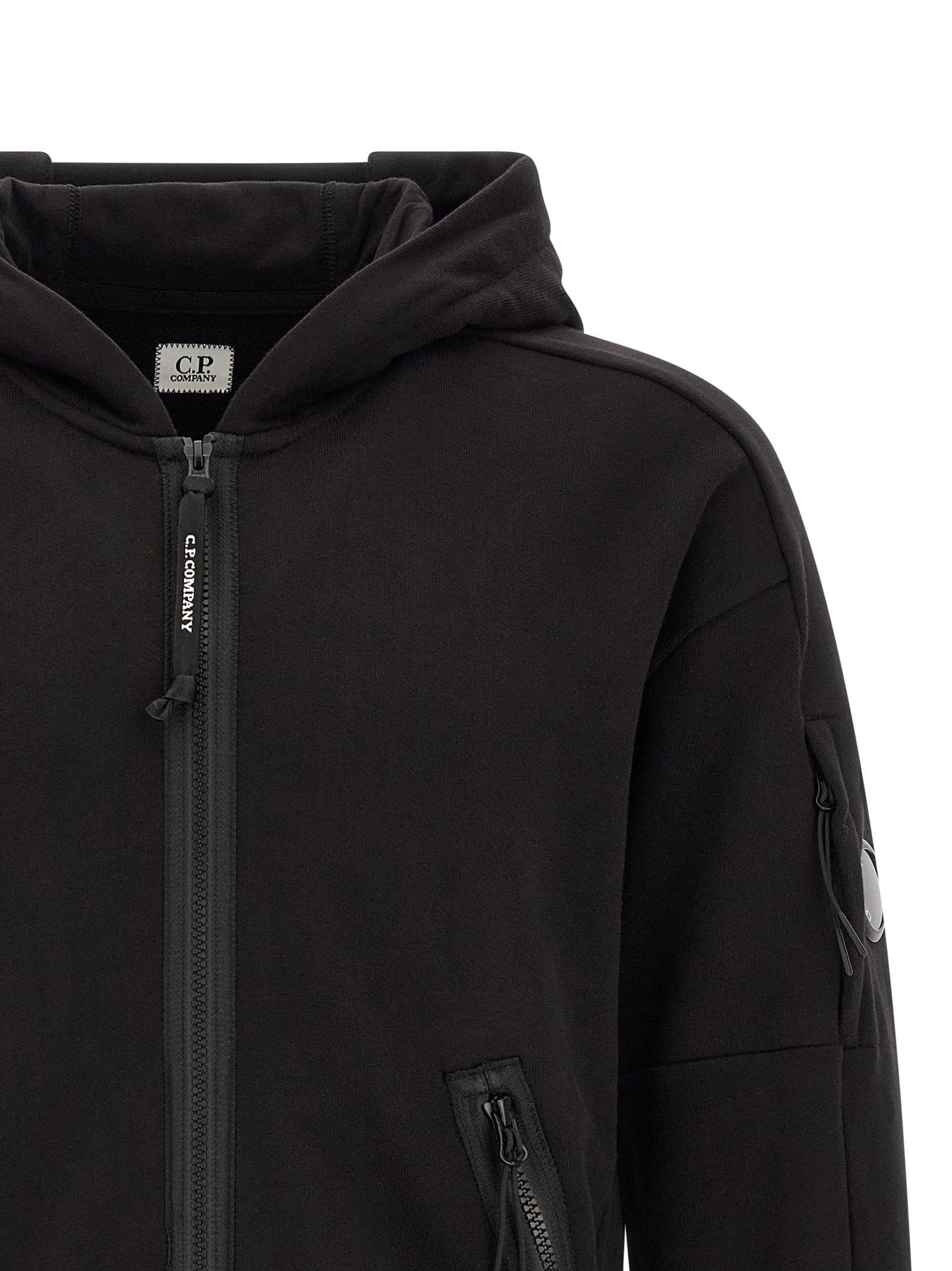 C.P. Company Men 'Diagonal Raised Fleece' Sweatshirt With Lens Detail C.P. COMPANY
