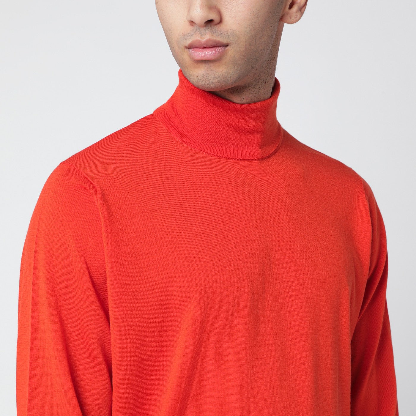 John Smedley Orange Wool Turtleneck Sweater Men JOHN SMEDLEY
