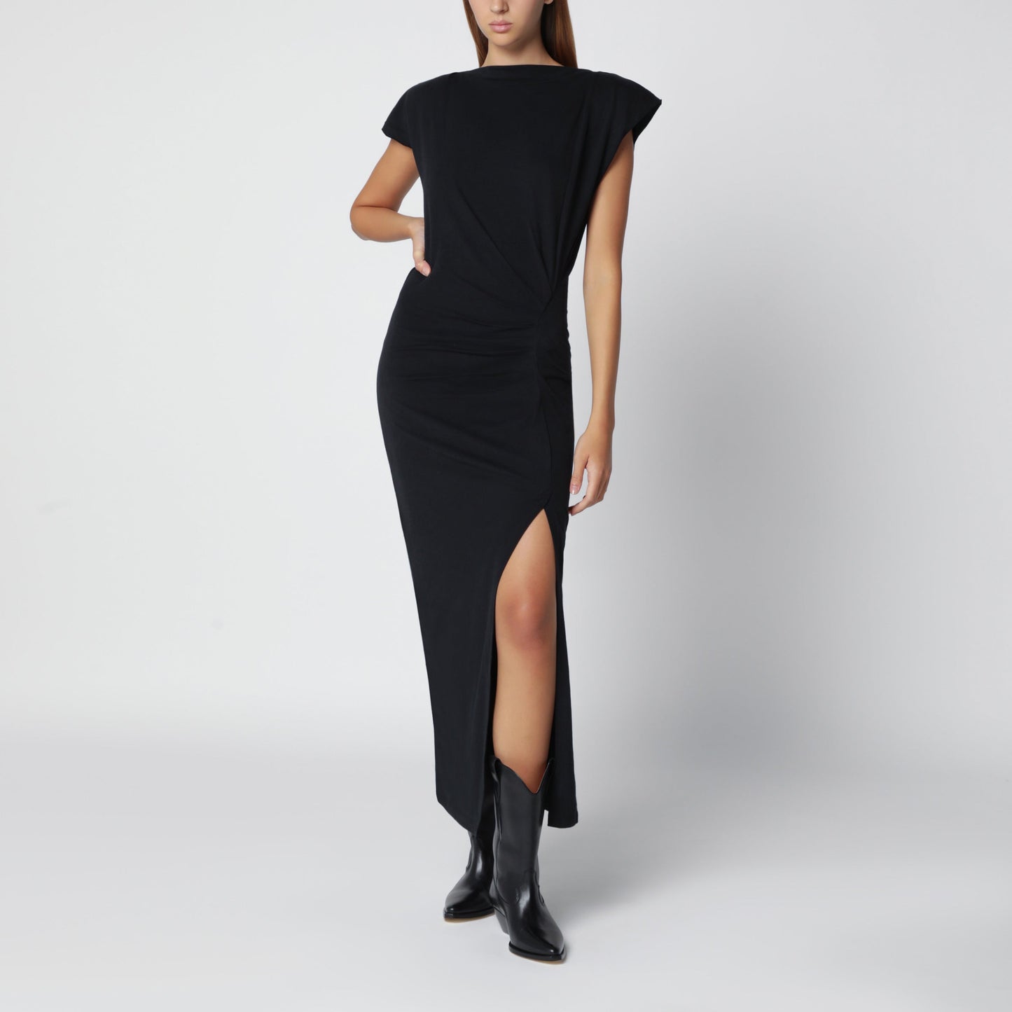Isabel Marant Black Nadela Draped Jersey Dress Women ISABEL MARANT