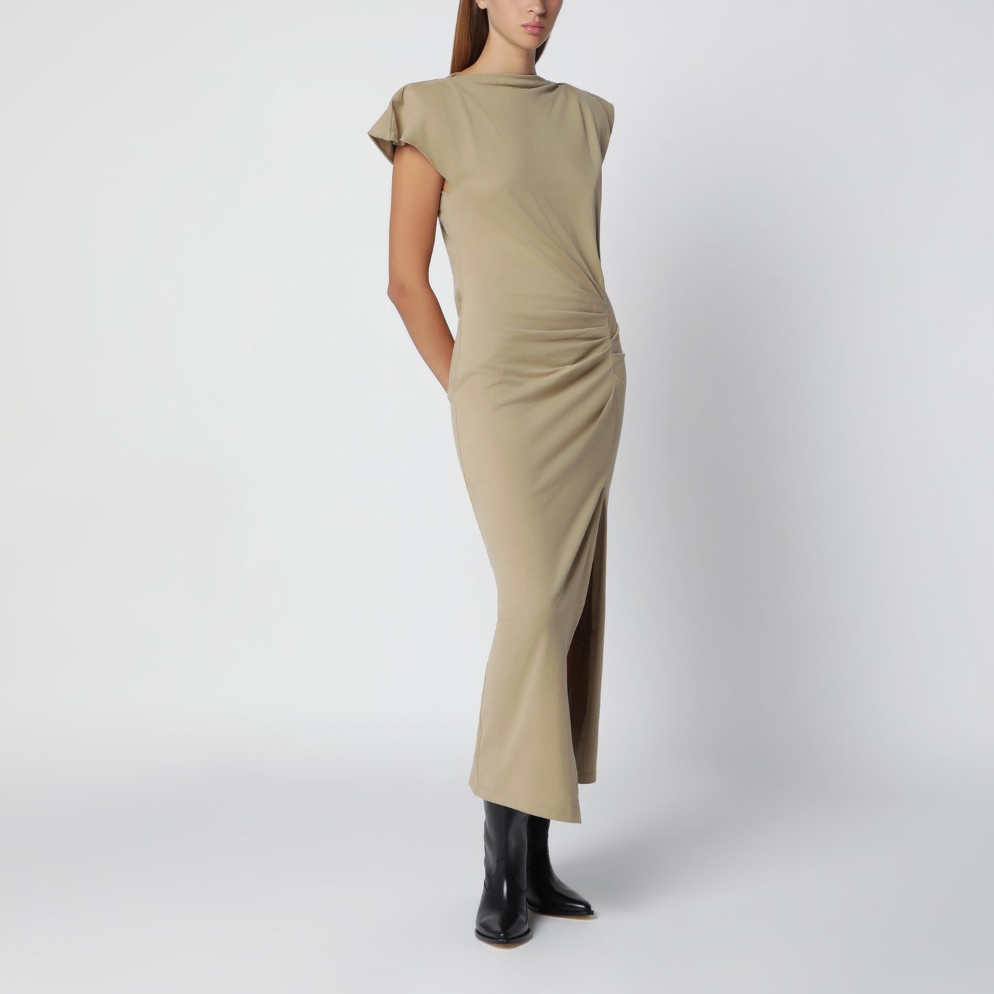 Isabel Marant Light Bronze Nadela Draped Jersey Dress Women ISABEL MARANT