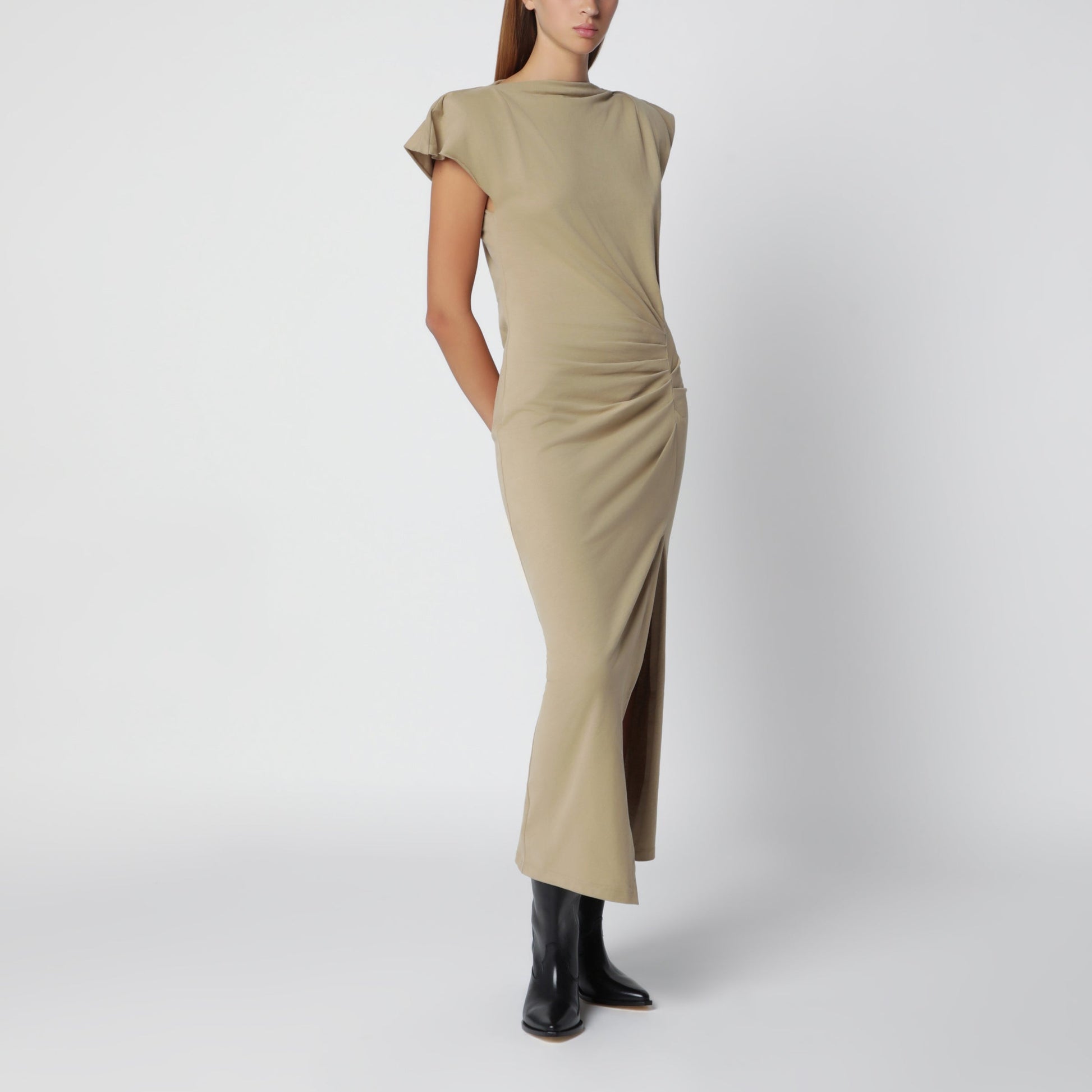 Isabel Marant Light Bronze Nadela Draped Jersey Dress Women ISABEL MARANT