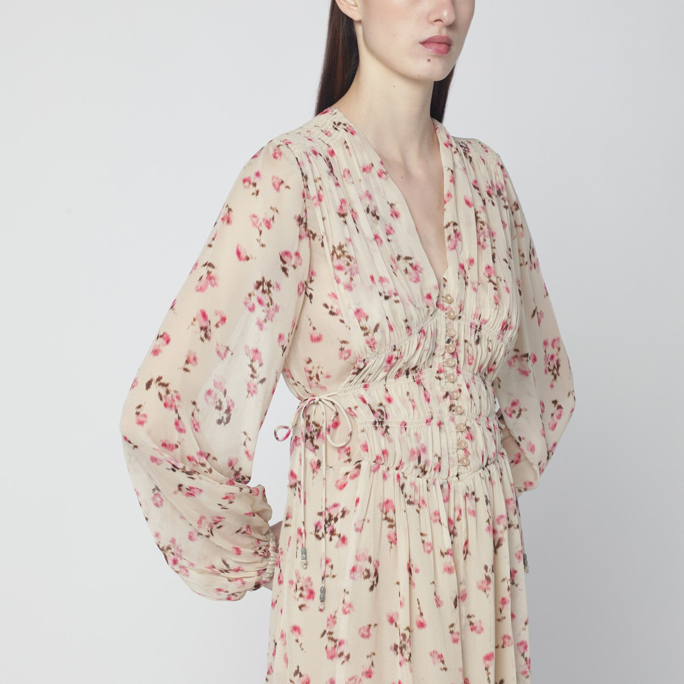 Isabel Marant Ã‰Toile Loriena Beige Dress With Floral Print Women ISABEL MARANT ETOILE