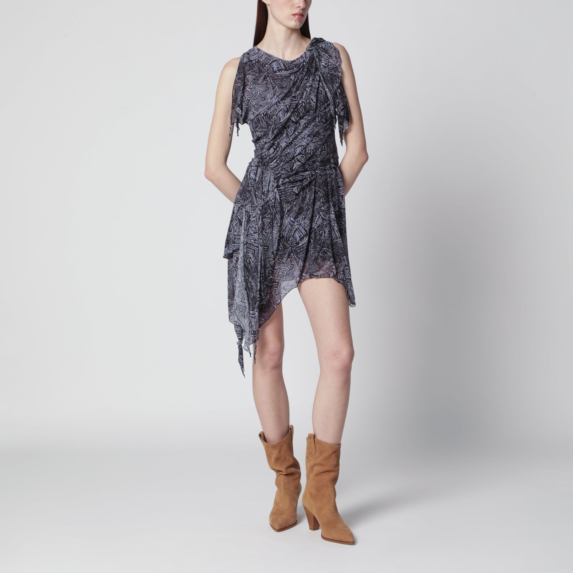 Isabel Marant Asymmetrical Mini Dress Faded Night In Silk Women ISABEL MARANT