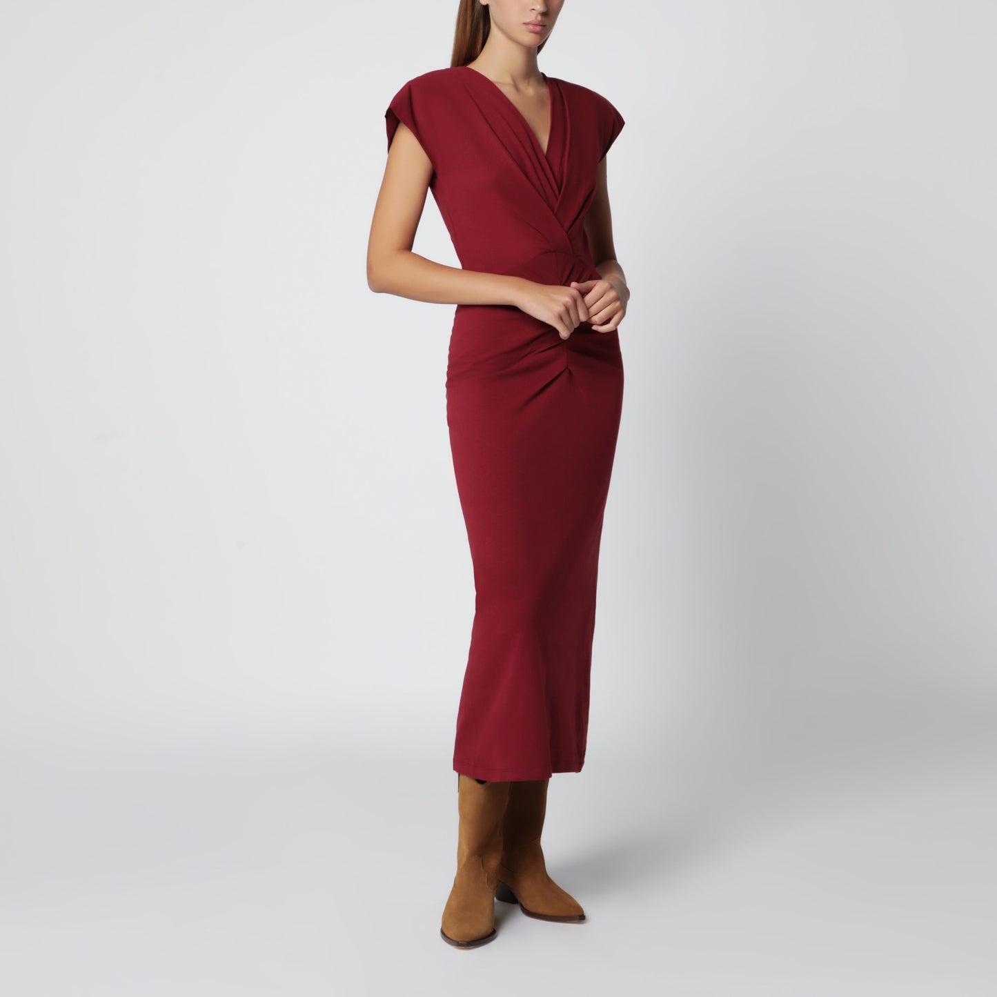 Isabel Marant Nadra Wrap Dress In Dark Burgundy Jersey Women ISABEL MARANT