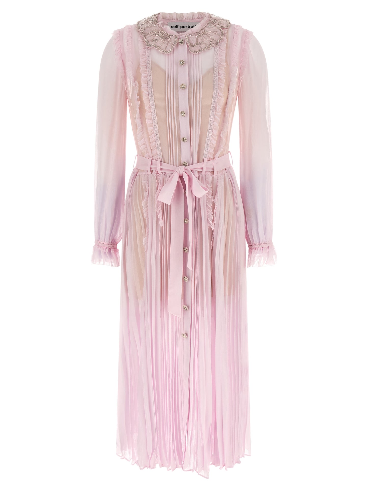 Self Portrait Women 'Pink Pleated Georgette Midi' Dresses SELF-PORTRAIT