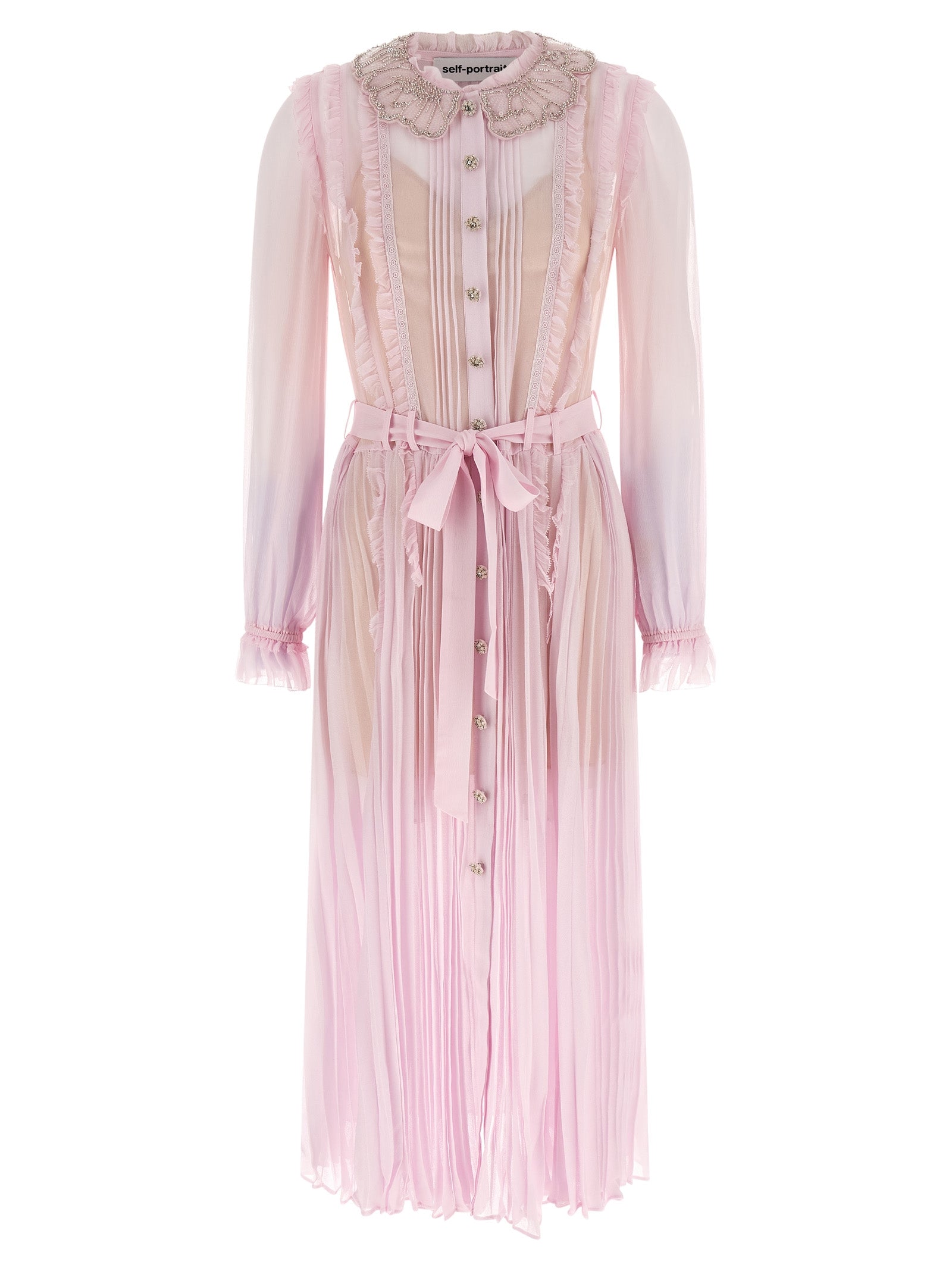 Self Portrait Women 'Pink Pleated Georgette Midi' Dresses SELF-PORTRAIT
