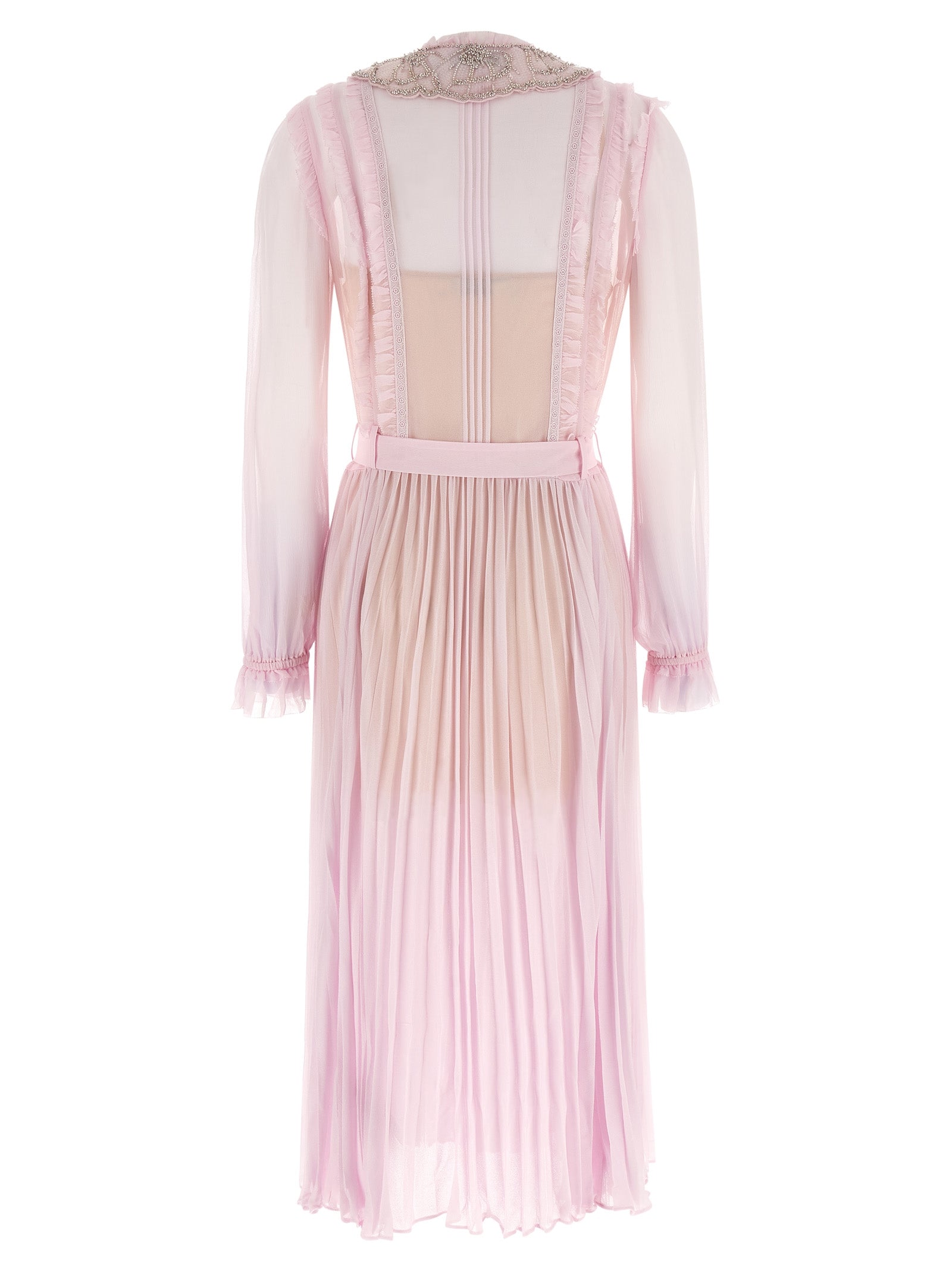 Self Portrait Women 'Pink Pleated Georgette Midi' Dresses SELF-PORTRAIT