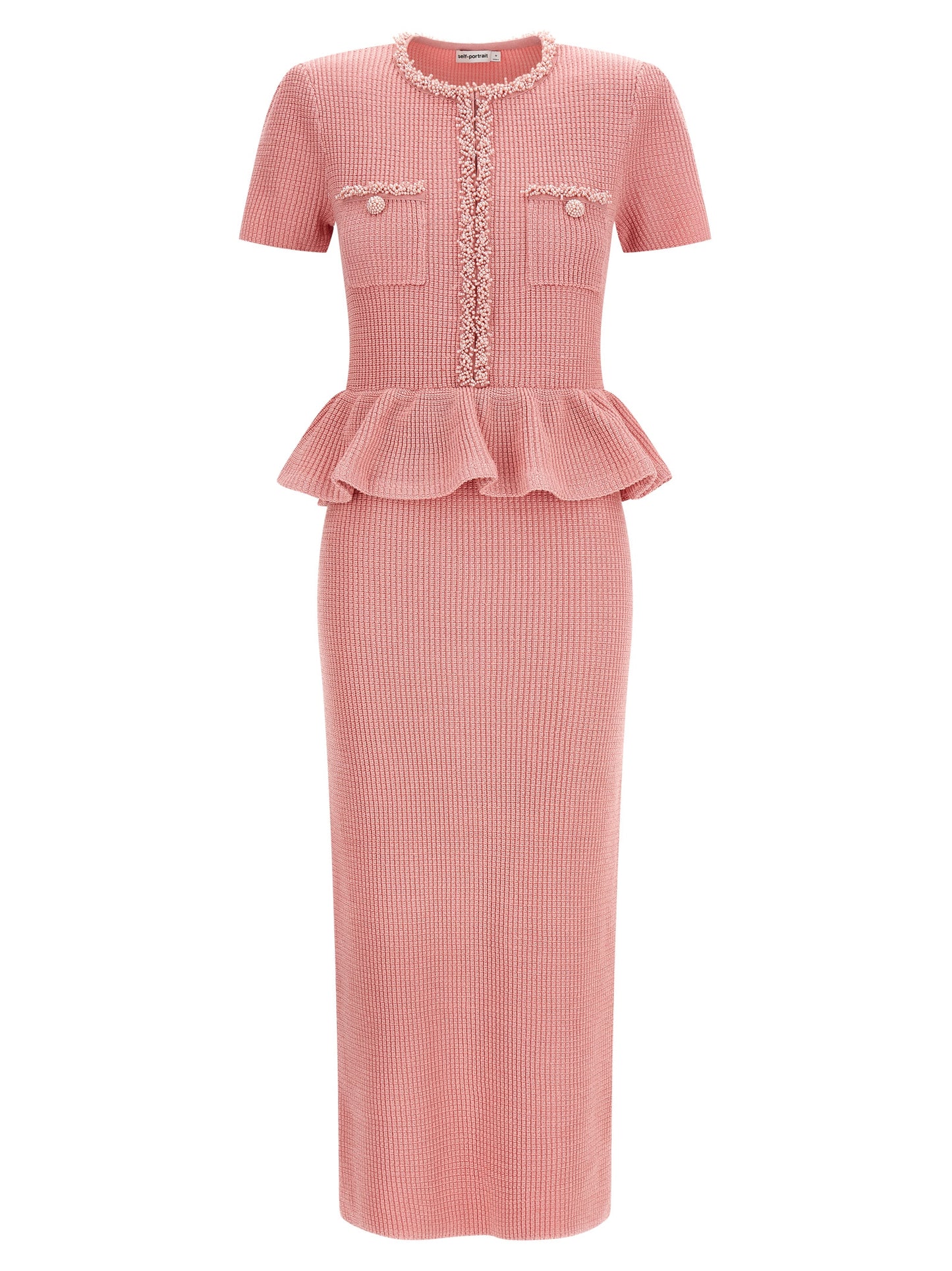 Self Portrait Women 'Pink Peplum Knit Midi' Dress SELF-PORTRAIT