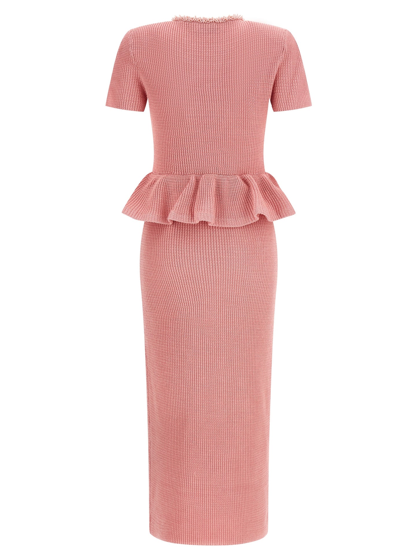Self Portrait Women 'Pink Peplum Knit Midi' Dress SELF-PORTRAIT