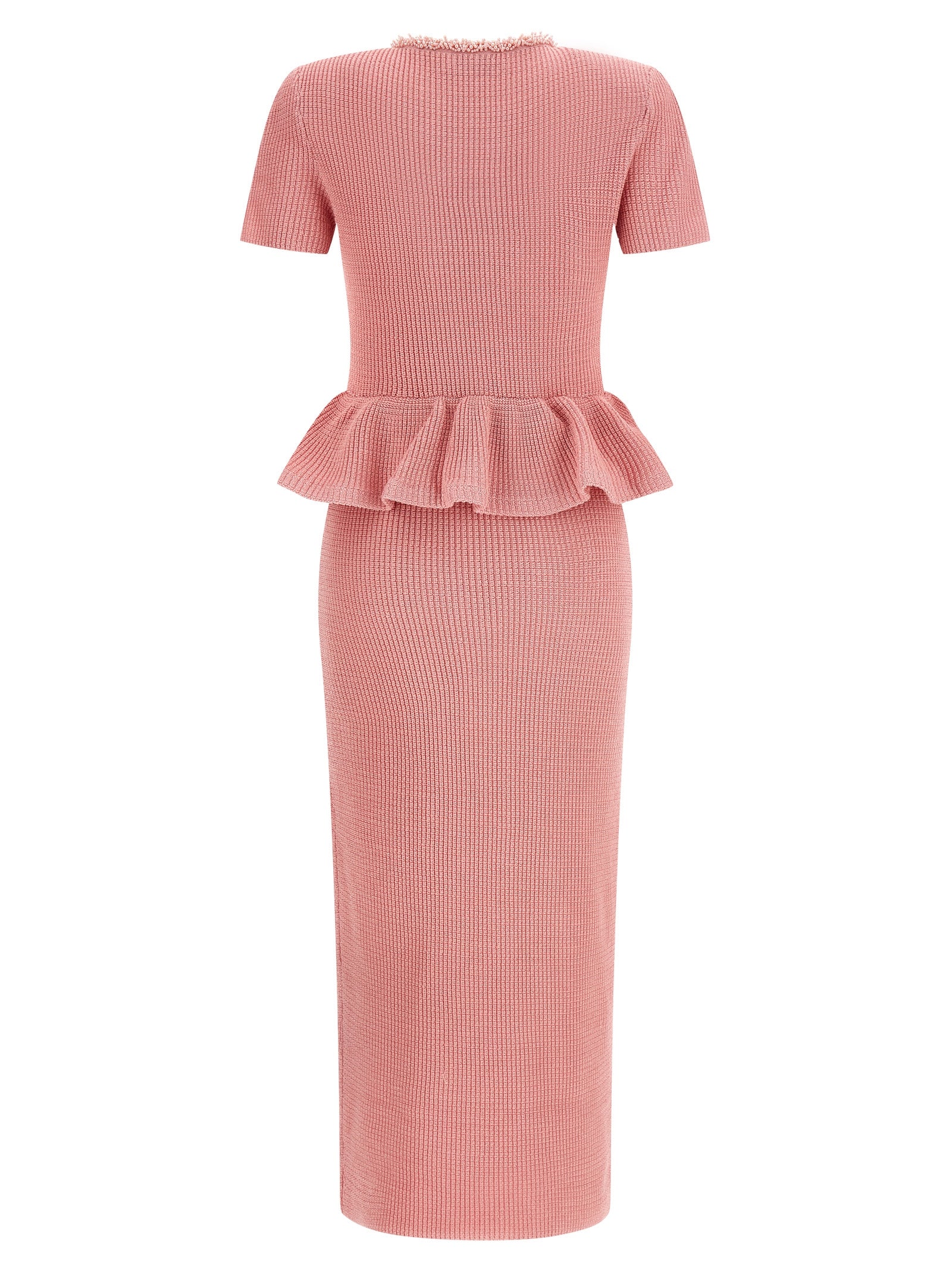 Self Portrait Women 'Pink Peplum Knit Midi' Dress SELF-PORTRAIT