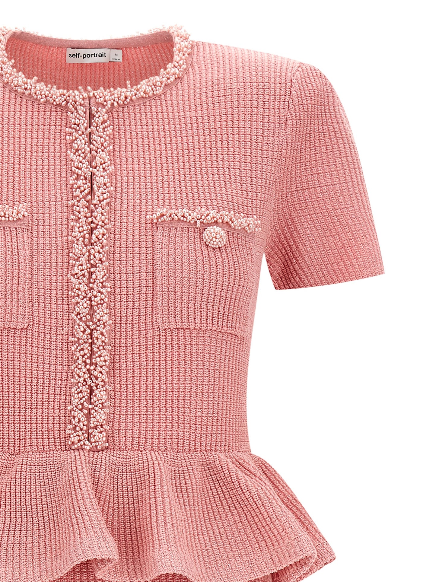 Self Portrait Women 'Pink Peplum Knit Midi' Dress SELF-PORTRAIT