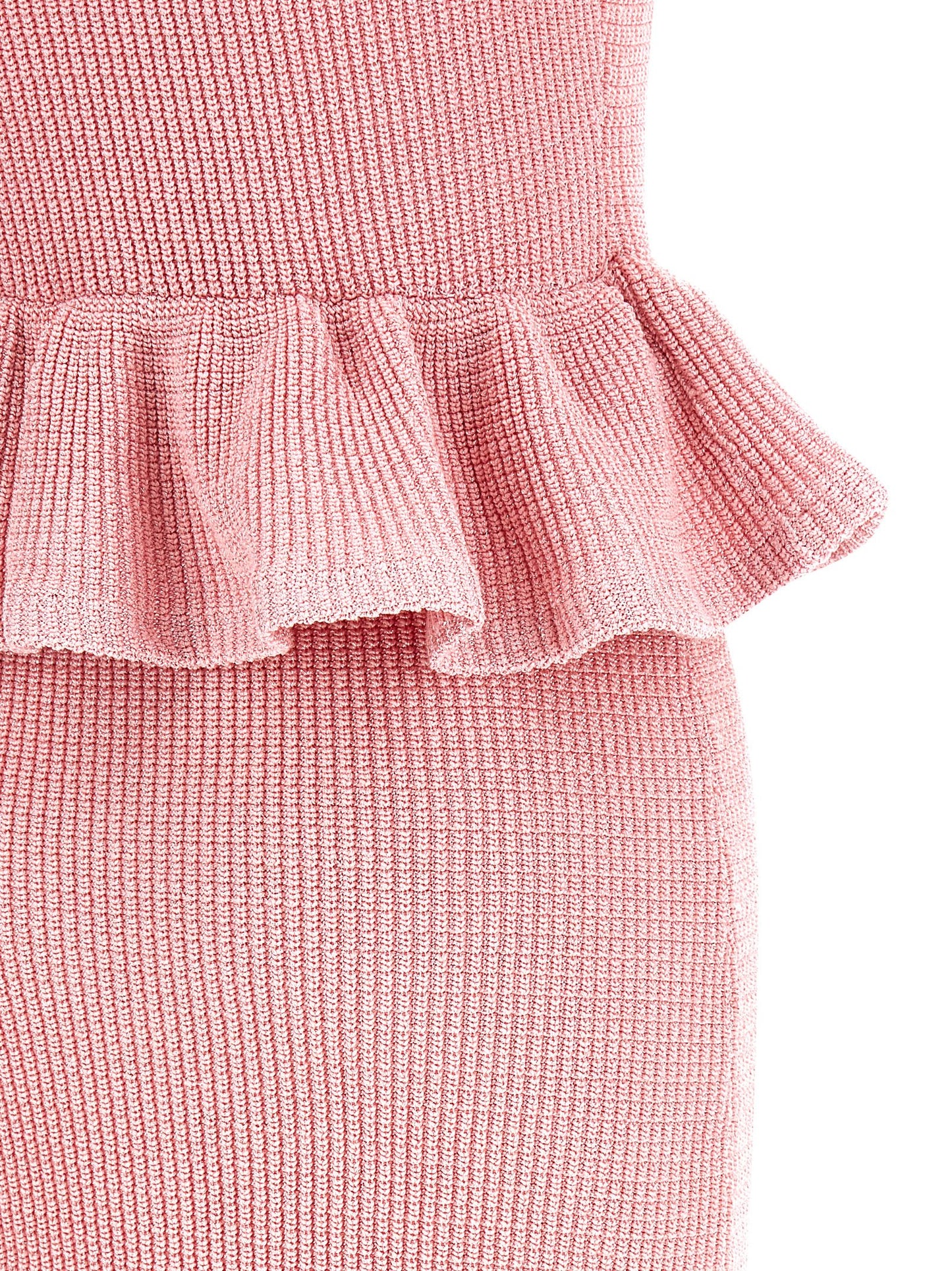 Self Portrait Women 'Pink Peplum Knit Midi' Dress SELF-PORTRAIT