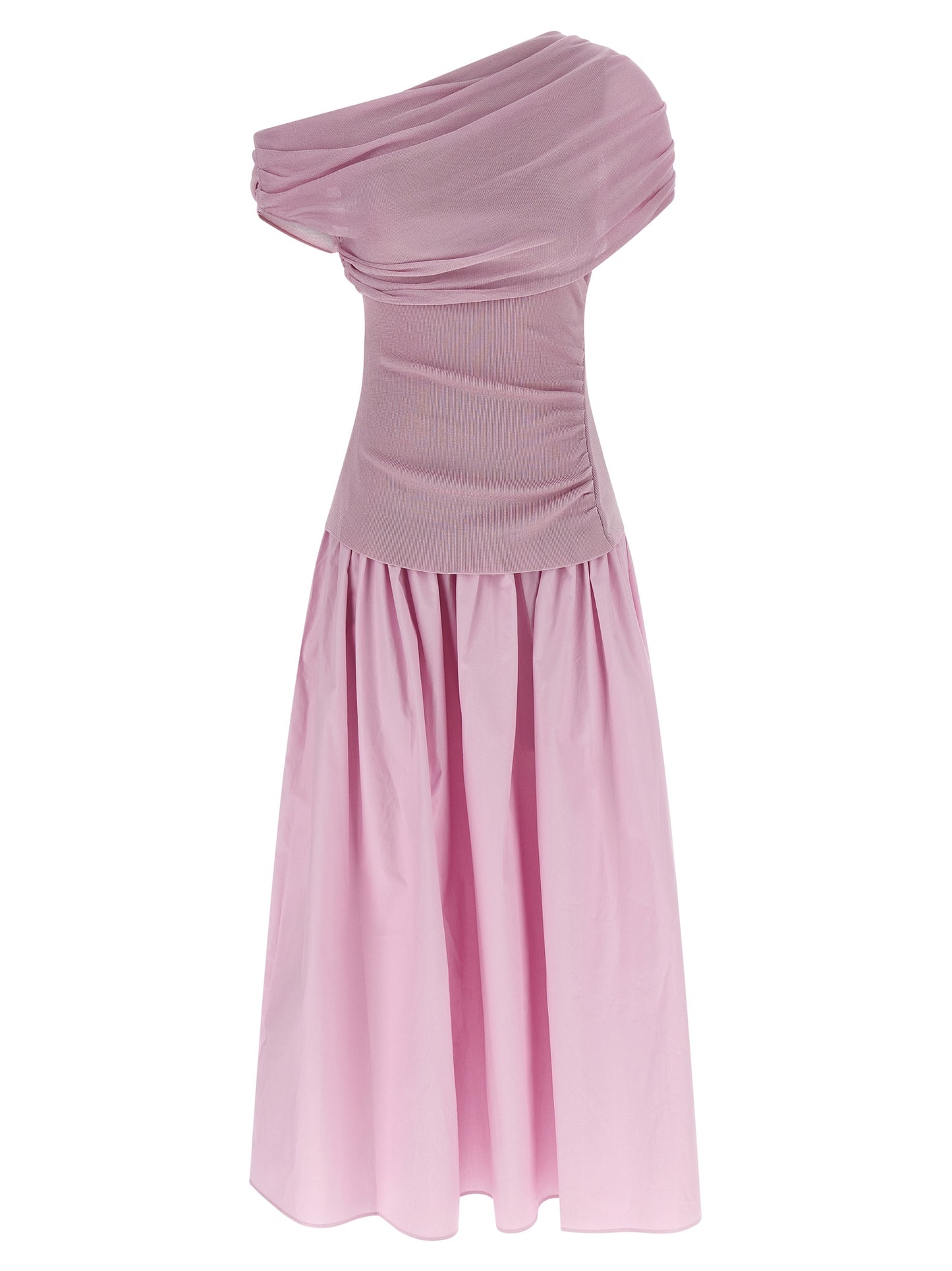 Self Portrait Women 'Pink Cotton Draped Knit Midi' Dress SELF-PORTRAIT