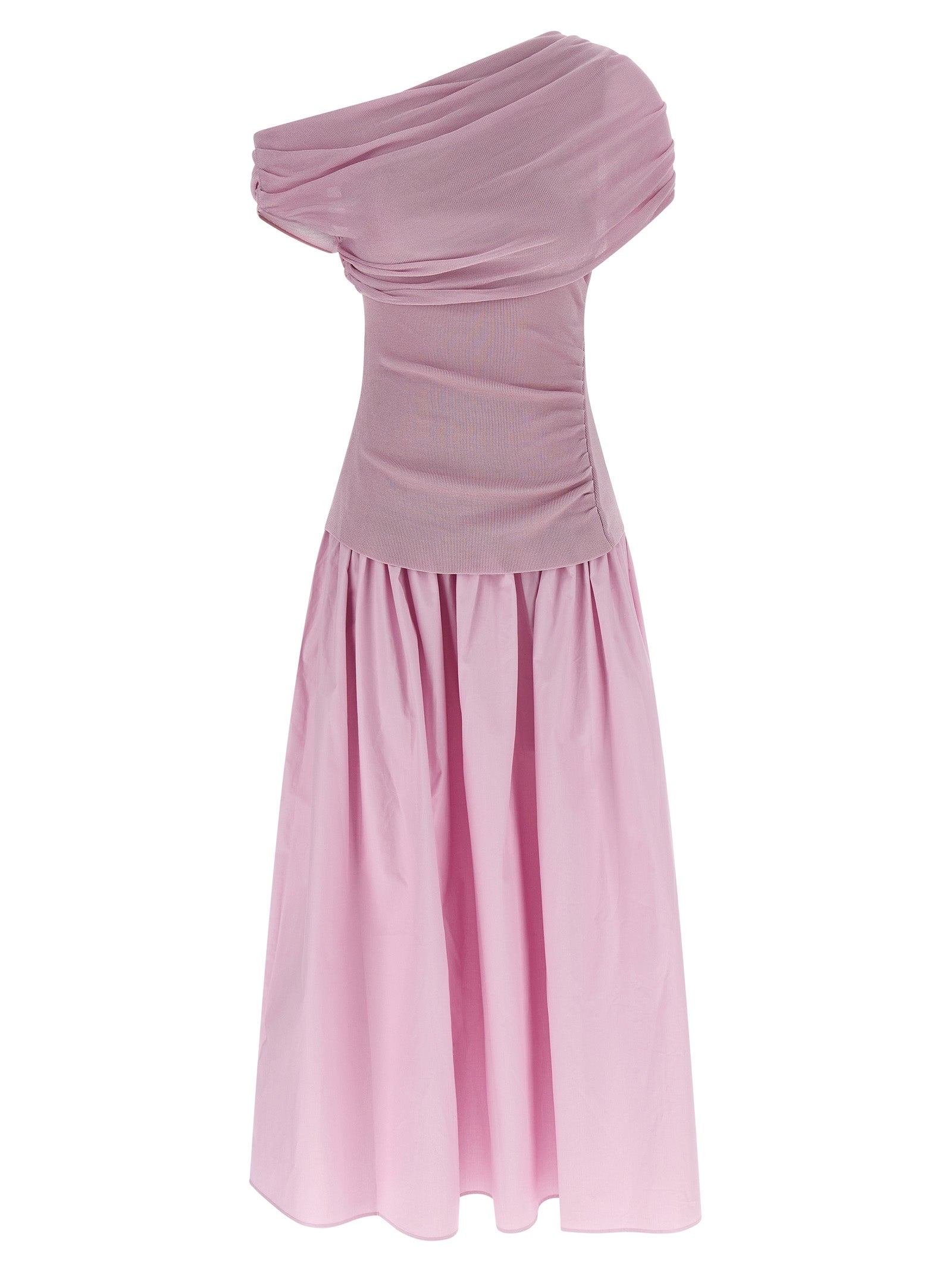 Self Portrait Women 'Pink Cotton Draped Knit Midi' Dress SELF-PORTRAIT