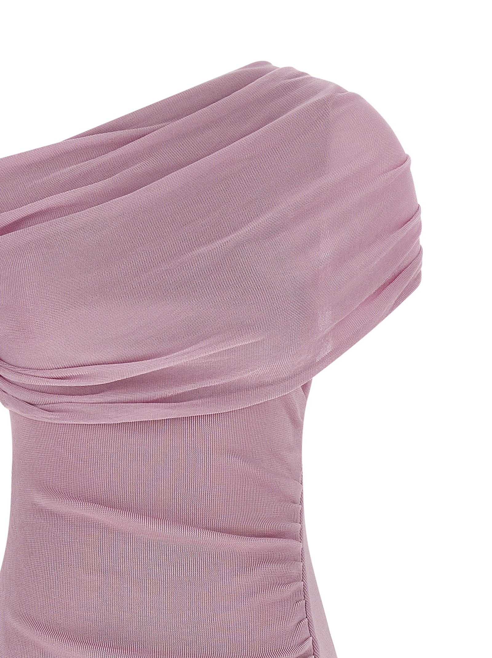 Self Portrait Women 'Pink Cotton Draped Knit Midi' Dress SELF-PORTRAIT