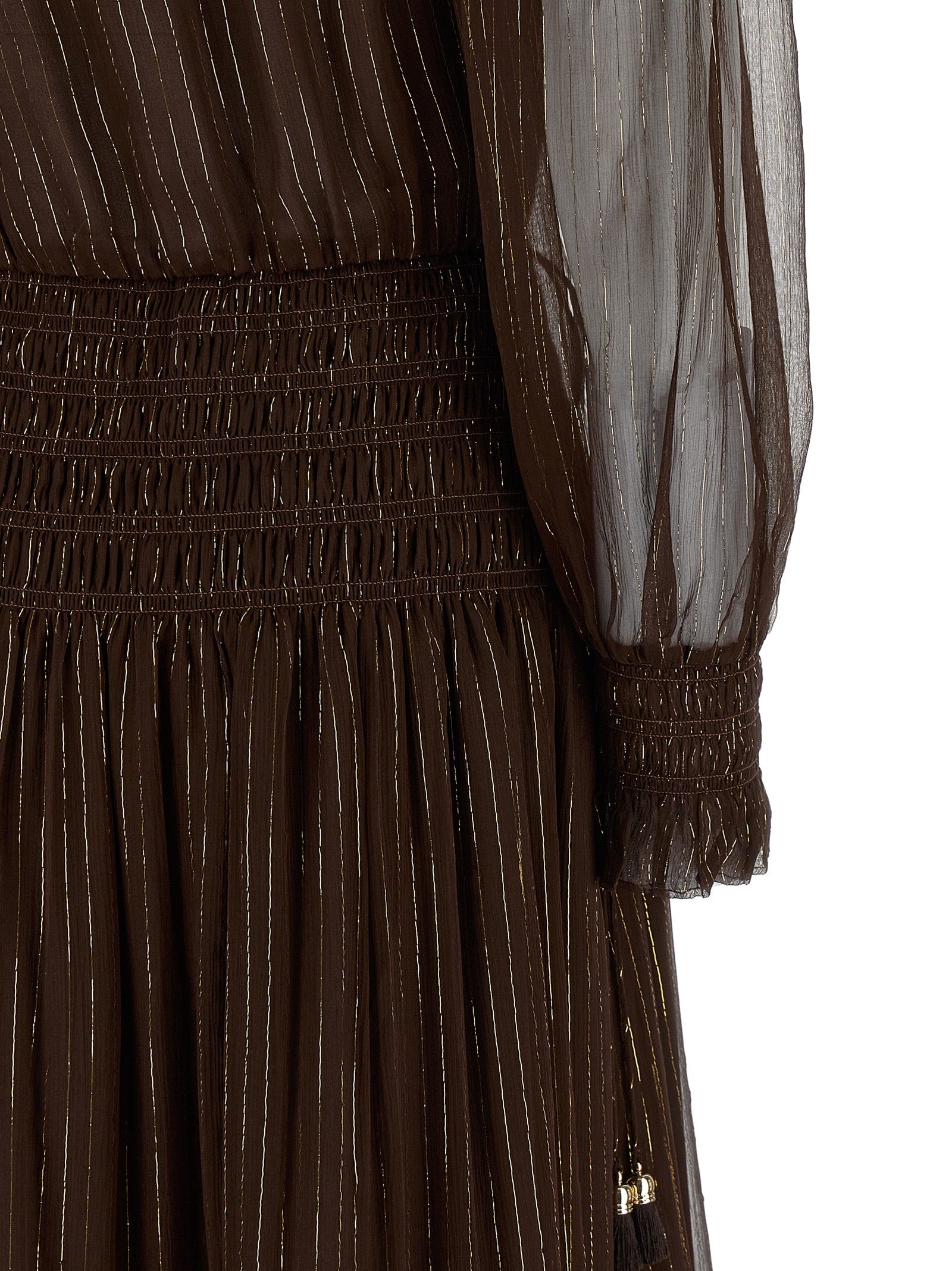 Self Portrait Women 'Brown Georgette Off Shoulder Maxi' Dress SELF-PORTRAIT