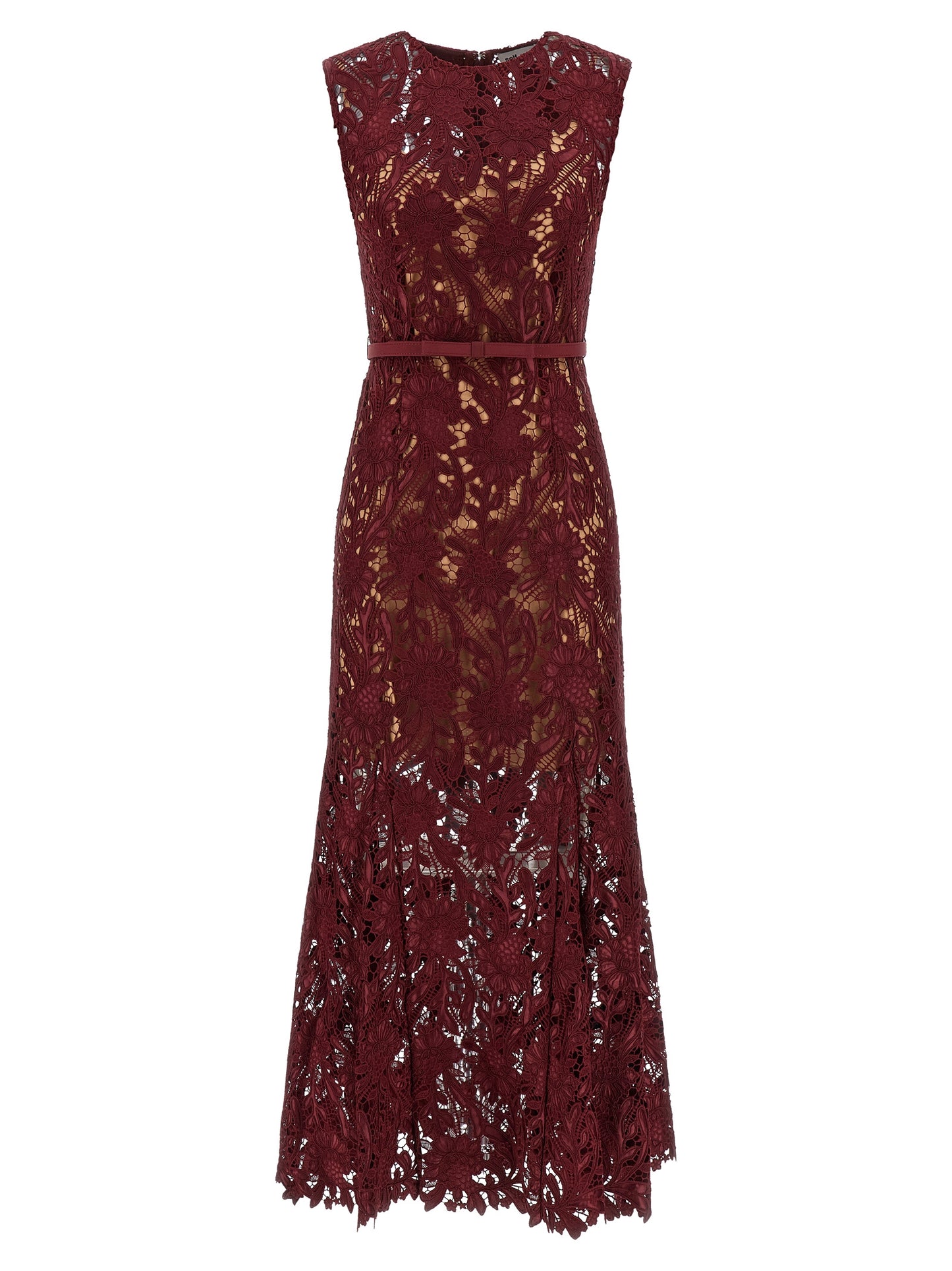 Self Portrait Women 'Burgundy Guipure Lace Midi' Dress SELF-PORTRAIT