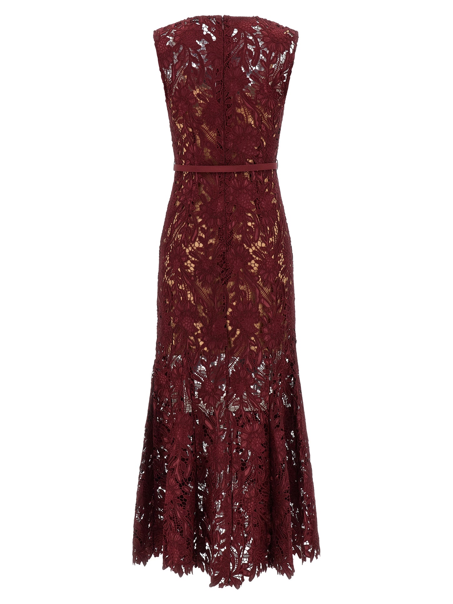 Self Portrait Women 'Burgundy Guipure Lace Midi' Dress SELF-PORTRAIT