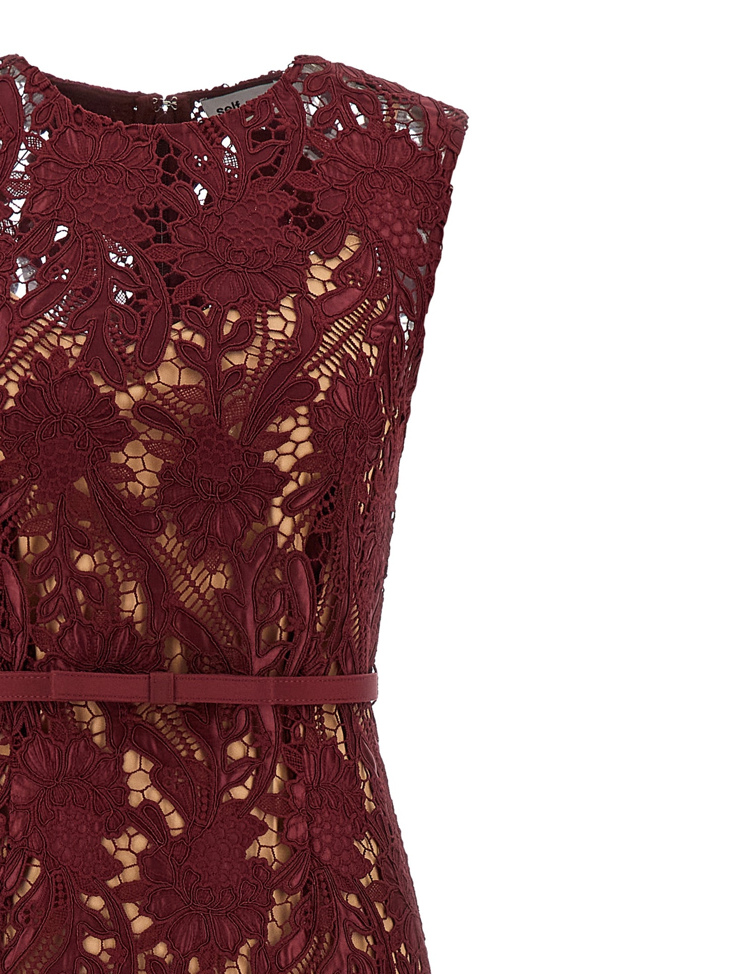 Self Portrait Women 'Burgundy Guipure Lace Midi' Dress SELF-PORTRAIT