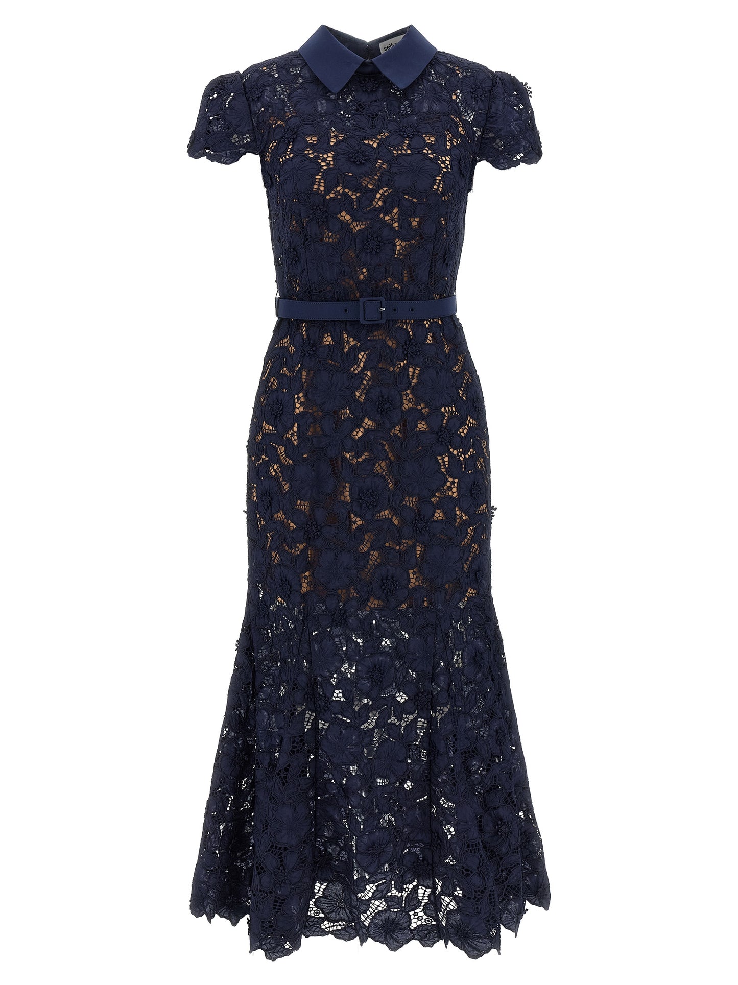 Self Portrait Women 'Navy Guipure Lace Midi' Dress SELF-PORTRAIT